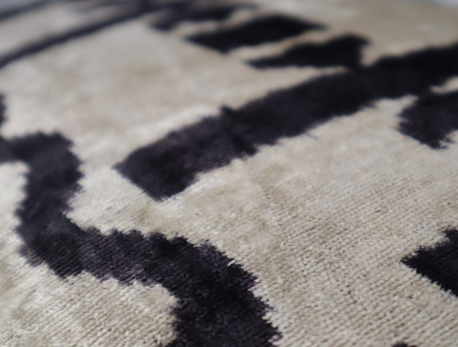 Canvello Black White Handmade 16x24 Silk Velvet Pillow, Organic Veg Dyed, Down/Feather Filled