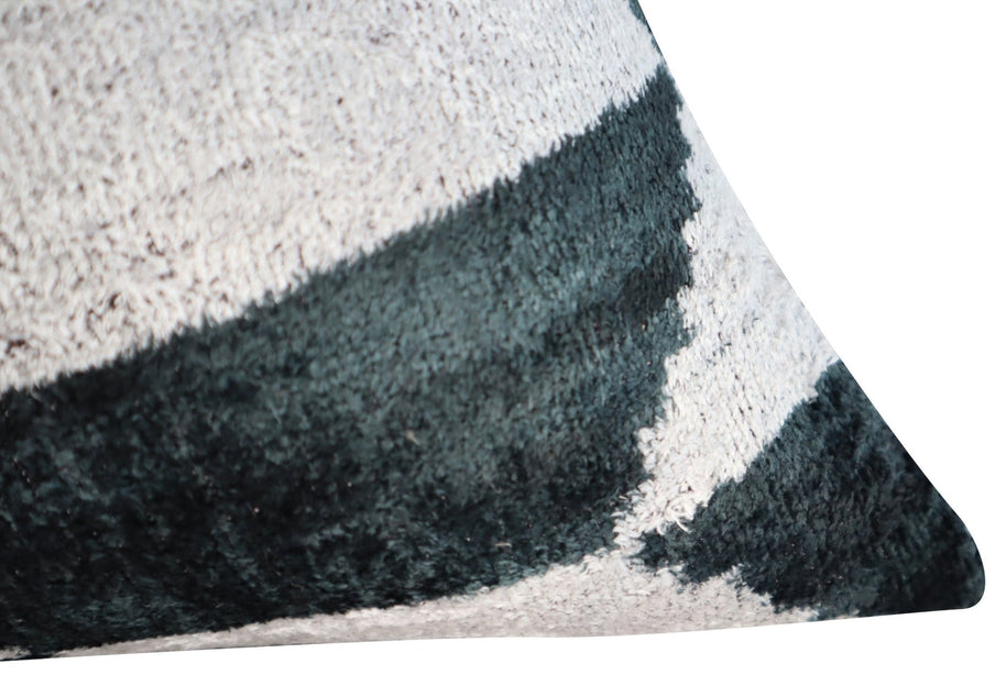 Canvello Black White Handmade 16x24 Silk Velvet Pillow, Organic Veg Dyed, Down/Feather Filled