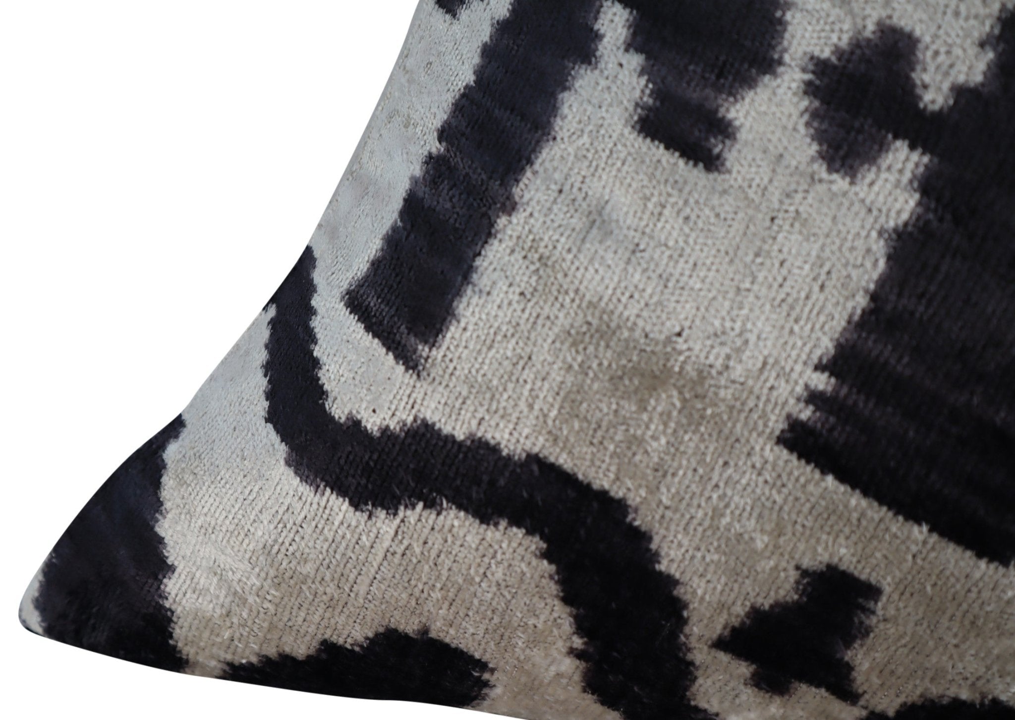 Canvello Black White Handmade 16x24 Silk Velvet Pillow, Organic Veg Dyed, Down/Feather Filled