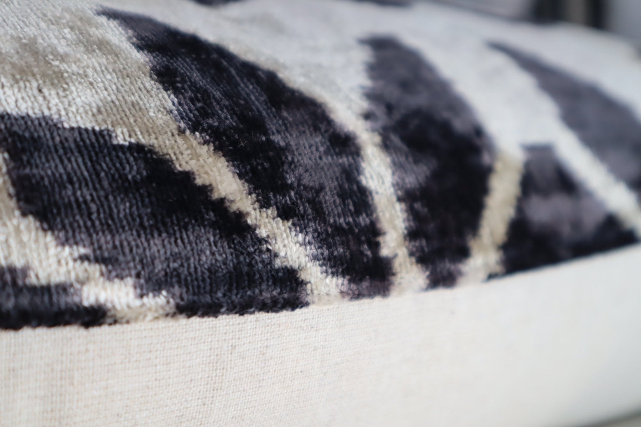 Canvello Black White Handmade 16x24 Silk Velvet Pillow, Organic Veg Dyed, Down/Feather Filled