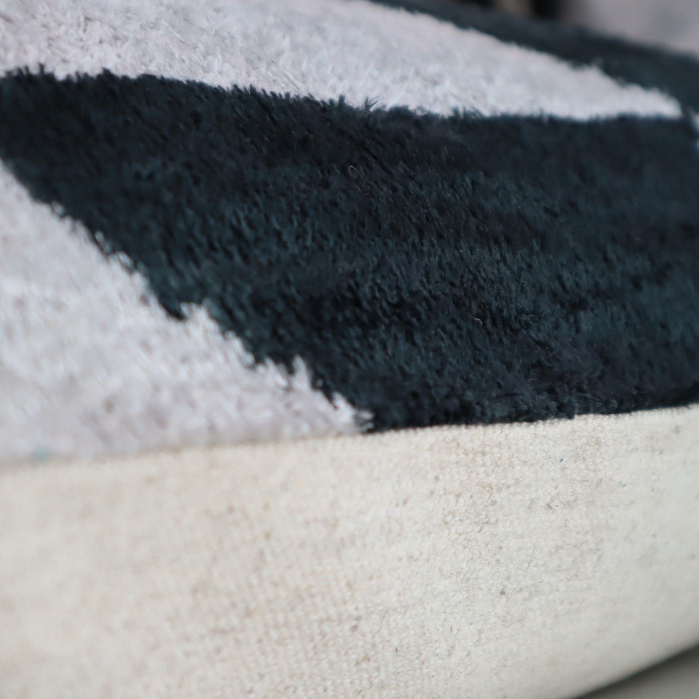 Canvello Black White Handmade 16x24 Silk Velvet Pillow, Organic Veg Dyed, Down/Feather Filled