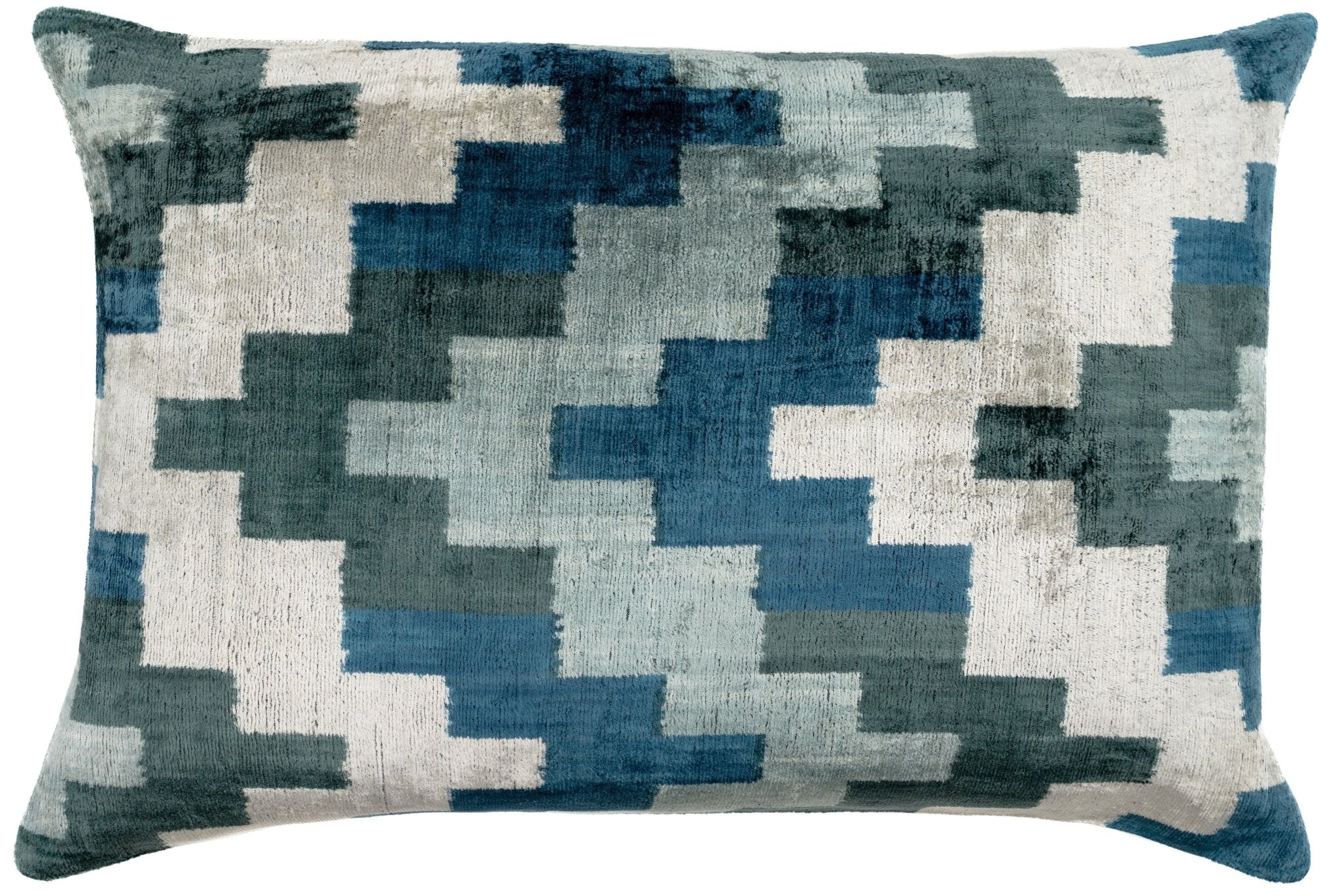 Canvello Decorative Navy Blue Gray Throw Pillow Down Filled - 16x24 In