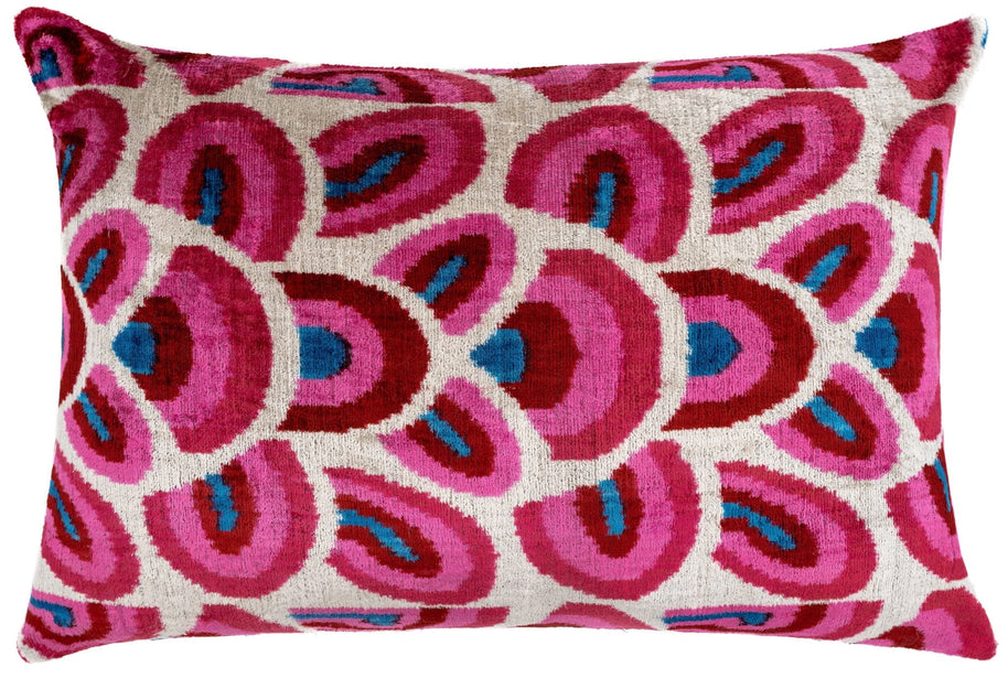Canvello Elegant 16x24 Inch Handmade Decorative Pillow With Geometric Swirl Pattern - Soft Silk Velvet -Soft And Plush Feather-Down Fill
