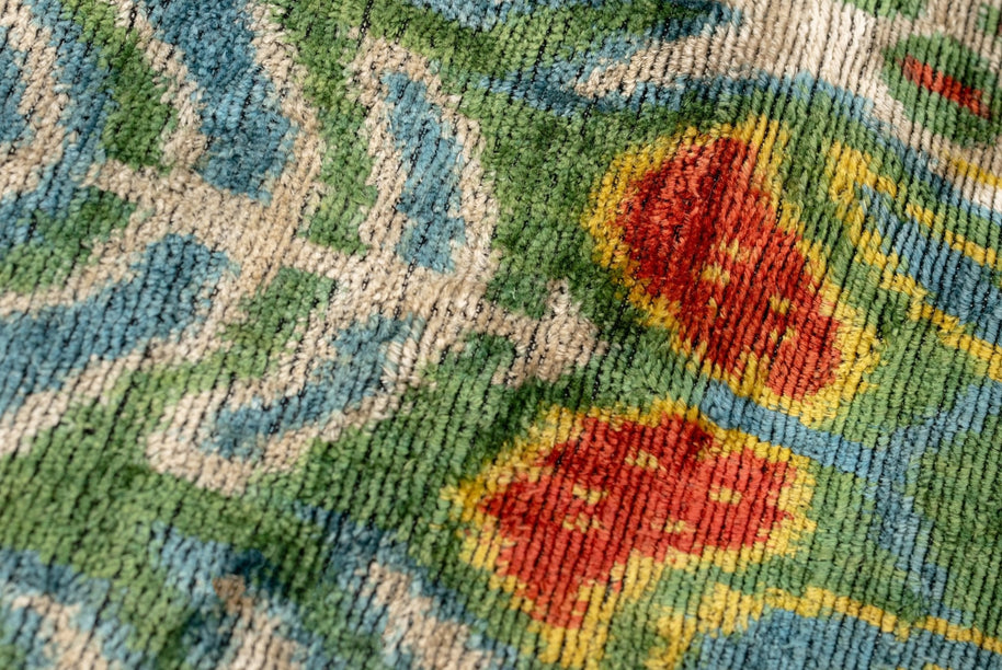 Canvello Exquisite 16x24 In Handmade Ikat Silk Velvet Pillow With Premium Down Feather Insert – Vibrant Vegetable Dyed Colors
