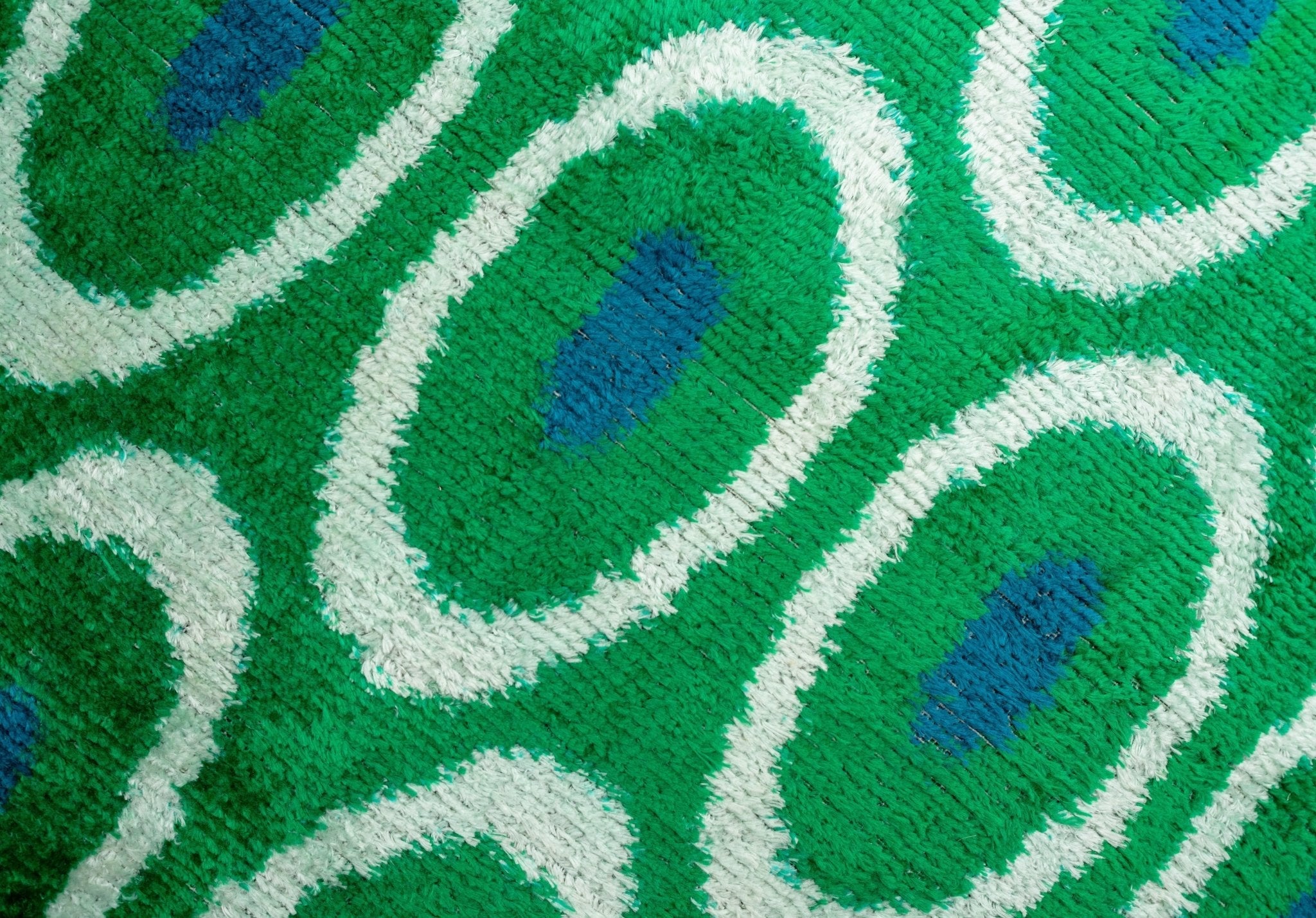 Canvello Green Blue Handmade 16x16 Silk Velvet Pillow, Organic Veg Dyed, Down/Feather Filled