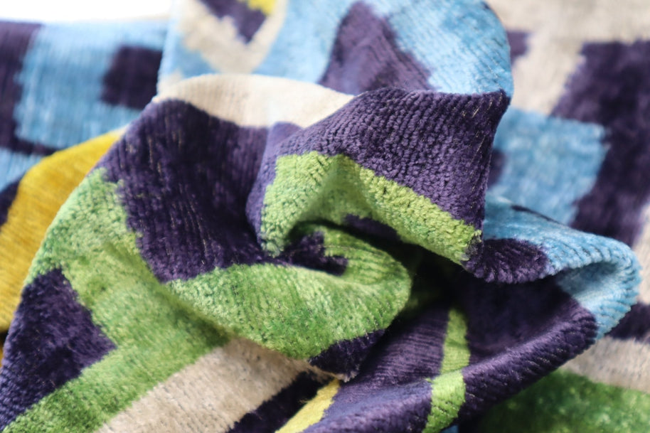 Canvello Green Blue Handmade 16x24 Silk Velvet Pillow, Organic Veg Dyed, Down/Feather Filled