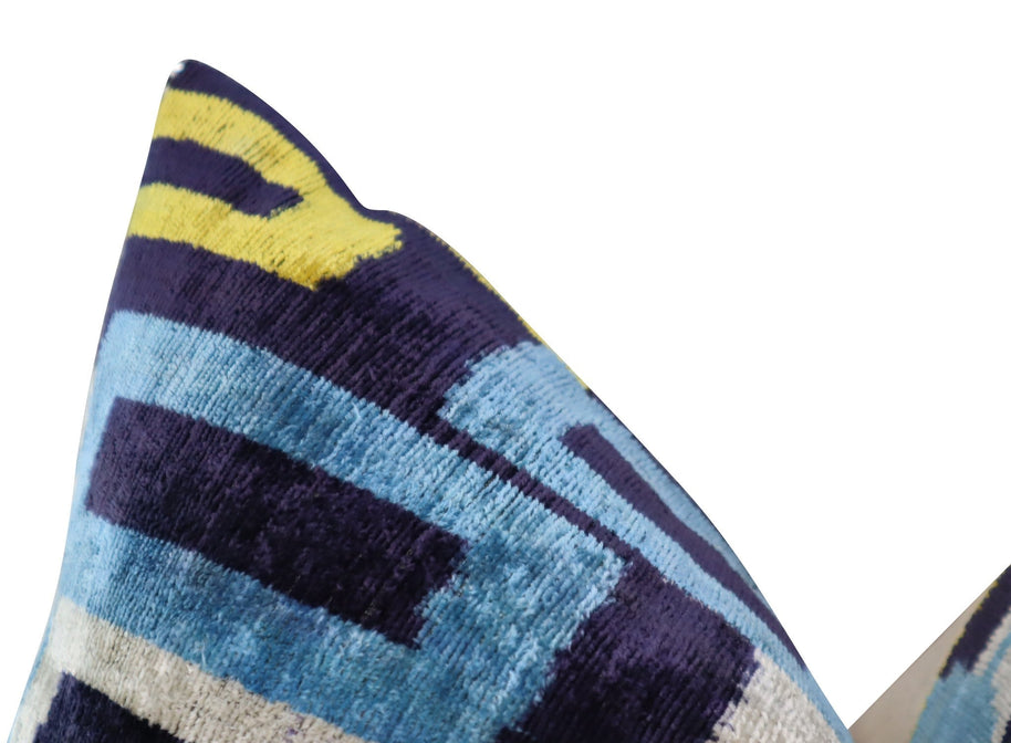 Canvello Green Blue Handmade 16x24 Silk Velvet Pillow, Organic Veg Dyed, Down/Feather Filled