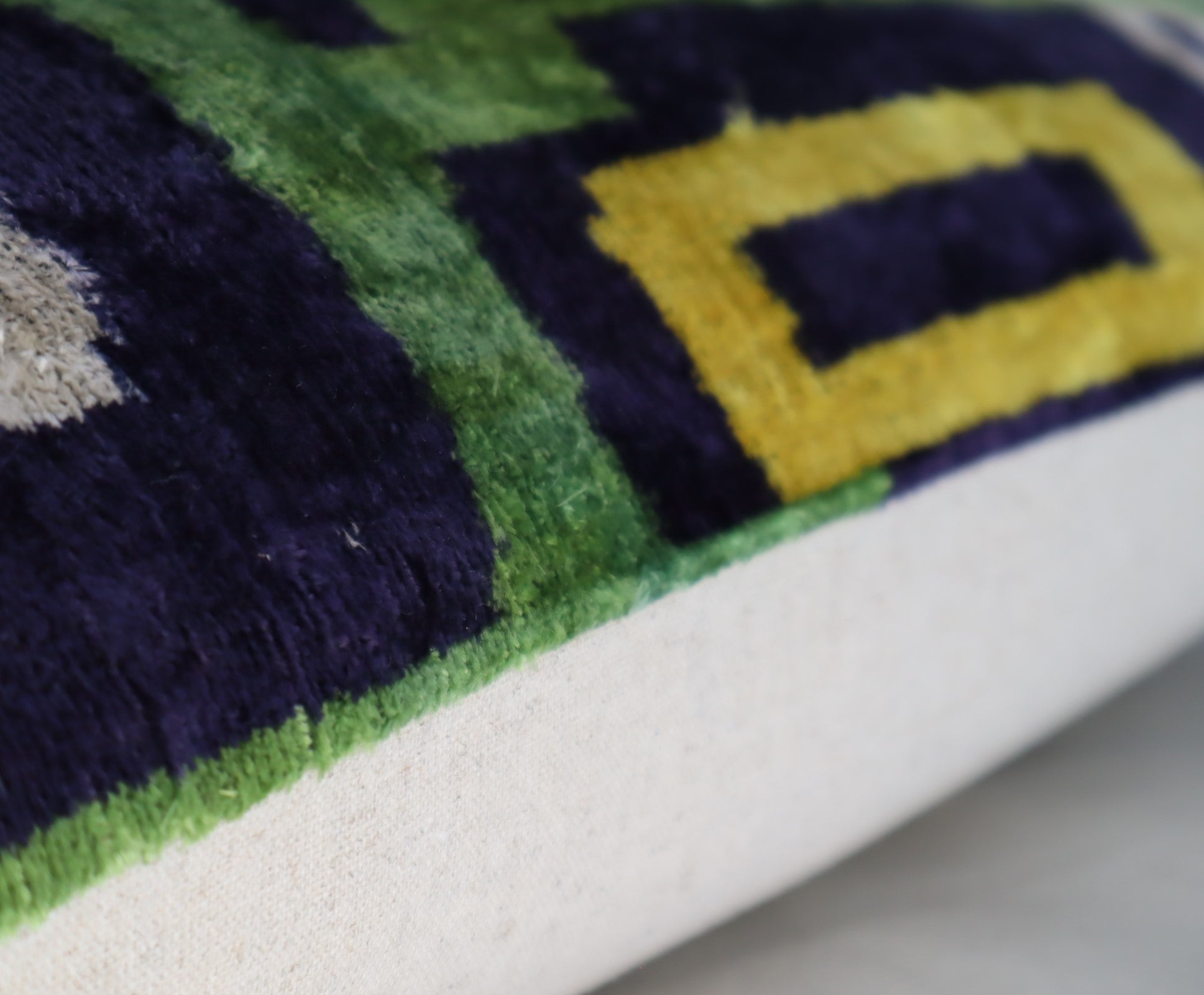 Canvello Green Blue Handmade 16x24 Silk Velvet Pillow, Organic Veg Dyed, Down/Feather Filled