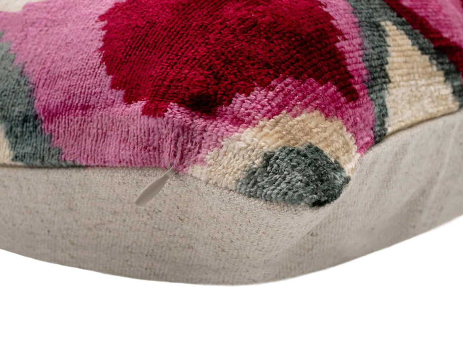 Canvello Handmade Luxury Decorative Pillow Cover & Premium Down Feather Insert Soft Velvet Silk Throw Cushion Gray Pink Ivory 16x24 In