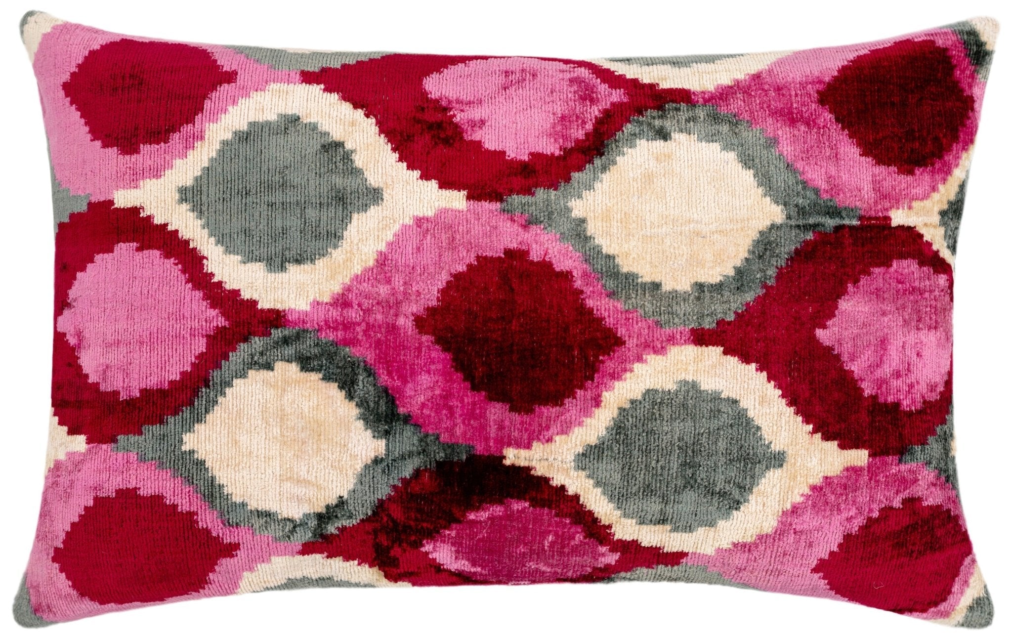 Canvello Handmade Luxury Decorative Pillow Cover & Premium Down Feather Insert Soft Velvet Silk Throw Cushion Gray Pink Ivory 16x24 In