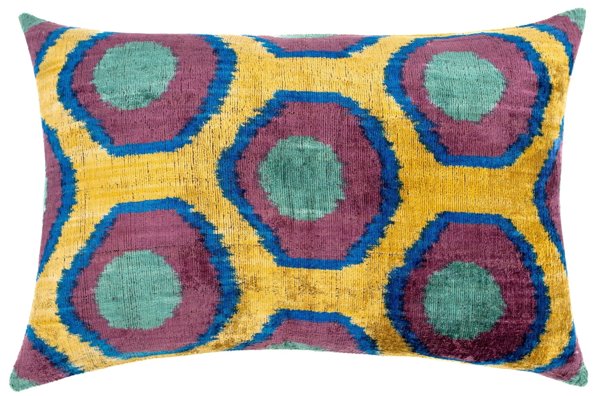 Canvello Handmade Luxury Purple Gold Green Decorative Pillow Cover & Premium Down Feather Insert Soft Velvet Silk Throw Cushion 16x24 In