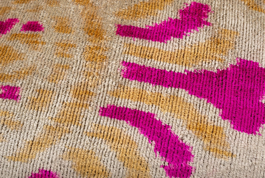 Canvello Handmade Pink And Gold Abstract Design Throw Pillow - 16x24 Inch, Silk Velvet, Vegetable Dyed With Premium Down Feather Insert