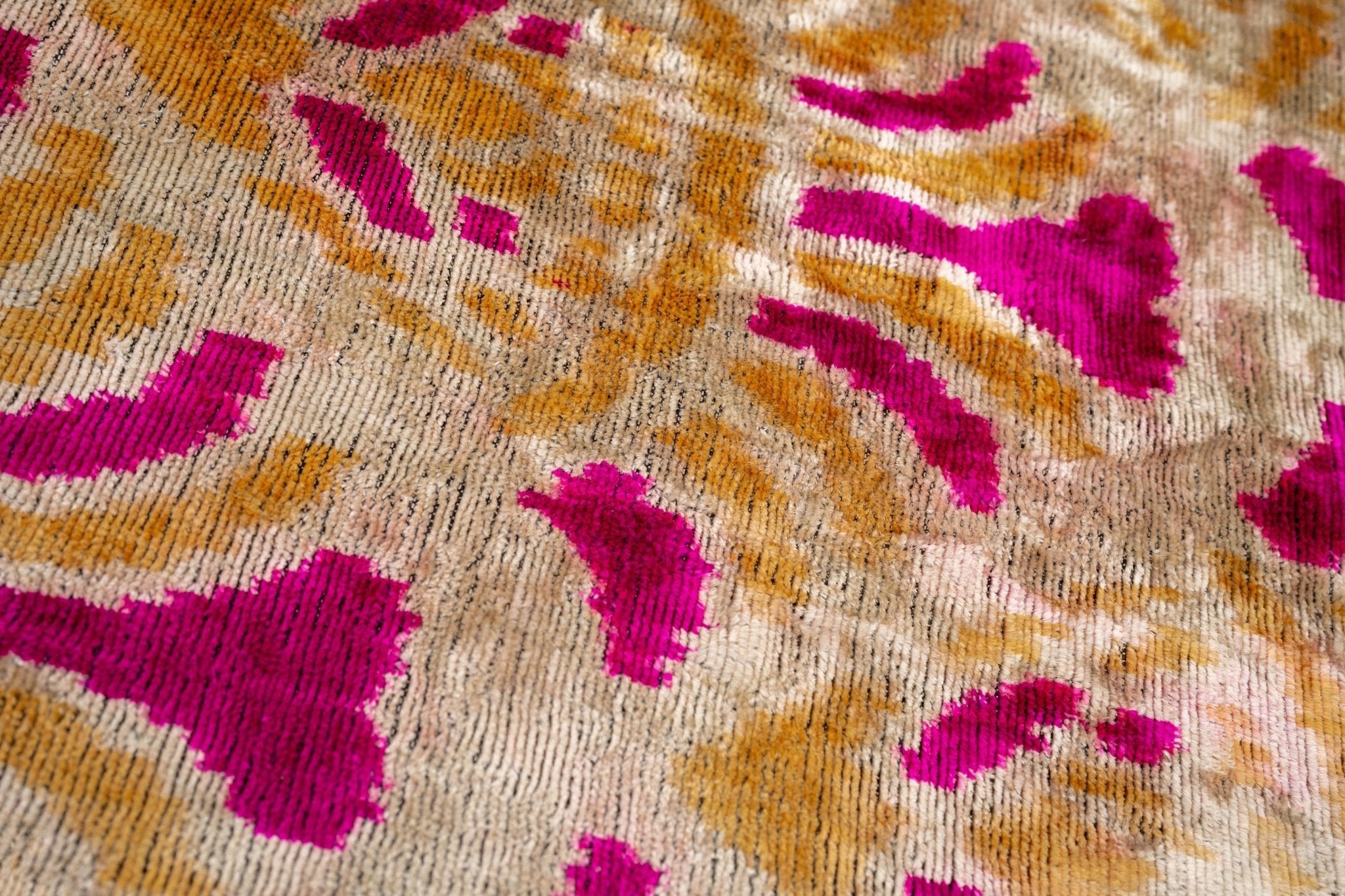 Canvello Handmade Pink And Gold Abstract Design Throw Pillow - 16x24 Inch, Silk Velvet, Vegetable Dyed With Premium Down Feather Insert