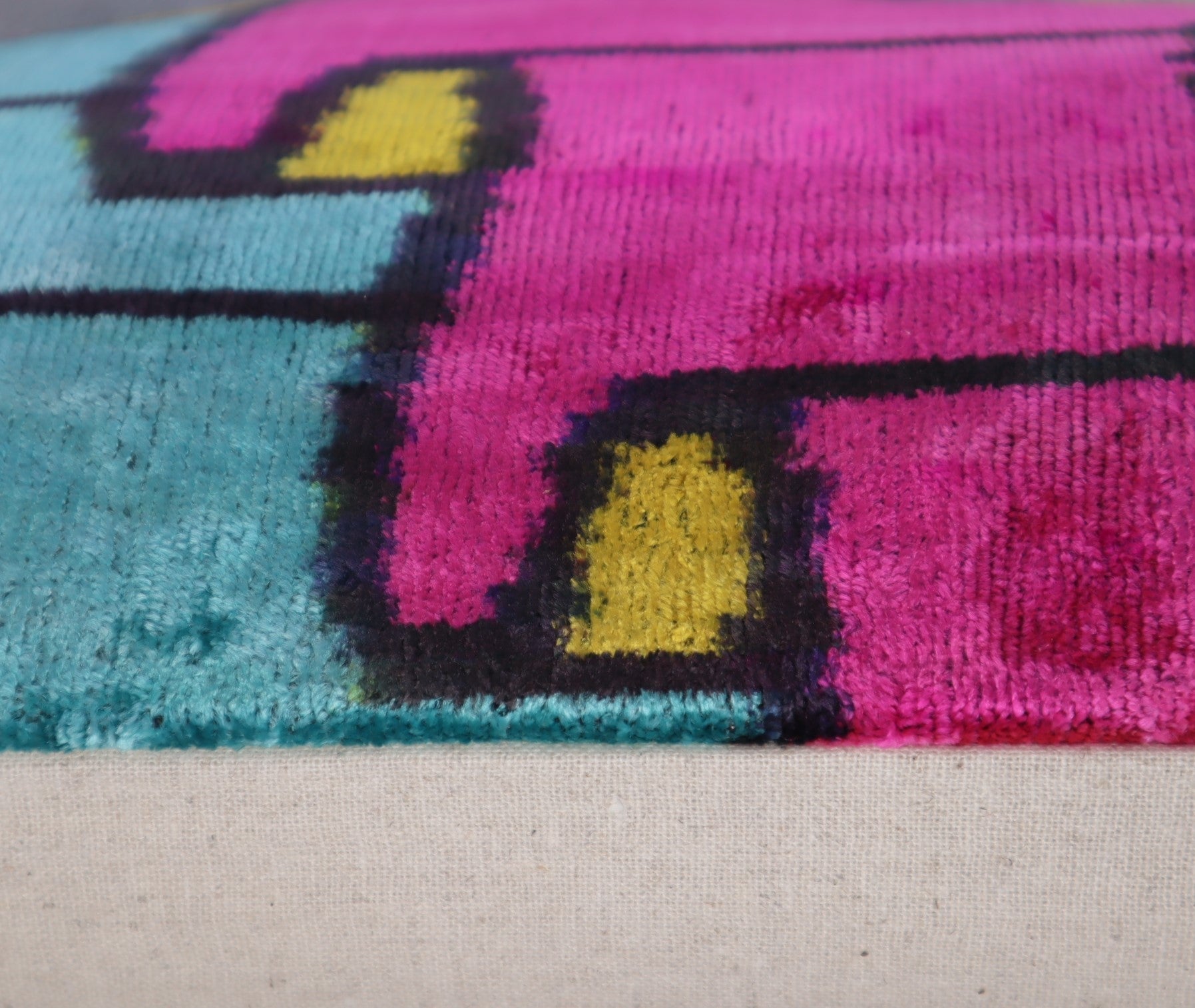 Canvello Multi Color Rainbow Handmade 16x24 Silk Velvet Pillow, Organic Veg Dyed, Down/Feather Filled