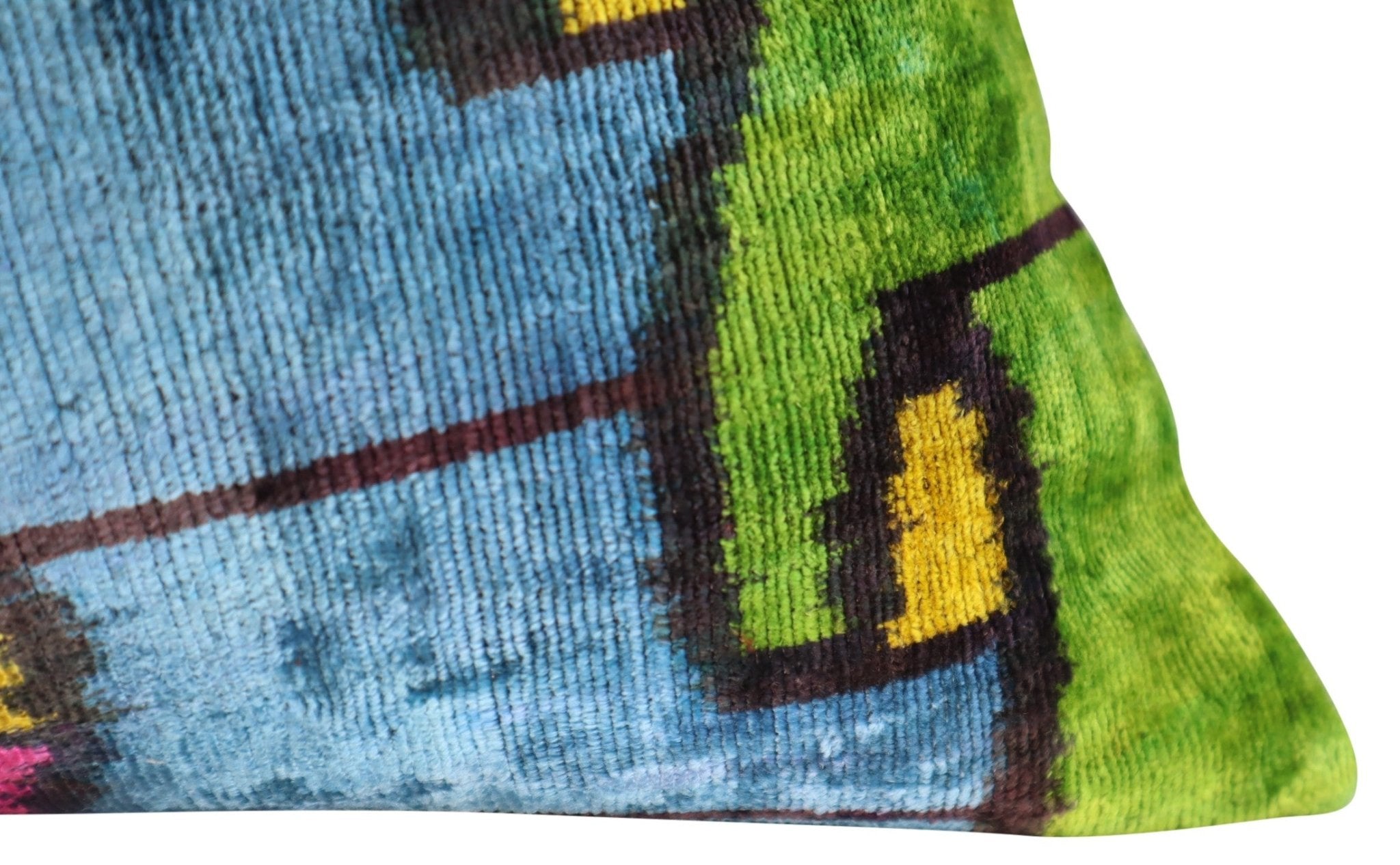 Canvello Multi Color Rainbow Handmade 16x24 Silk Velvet Pillow, Organic Veg Dyed, Down/Feather Filled