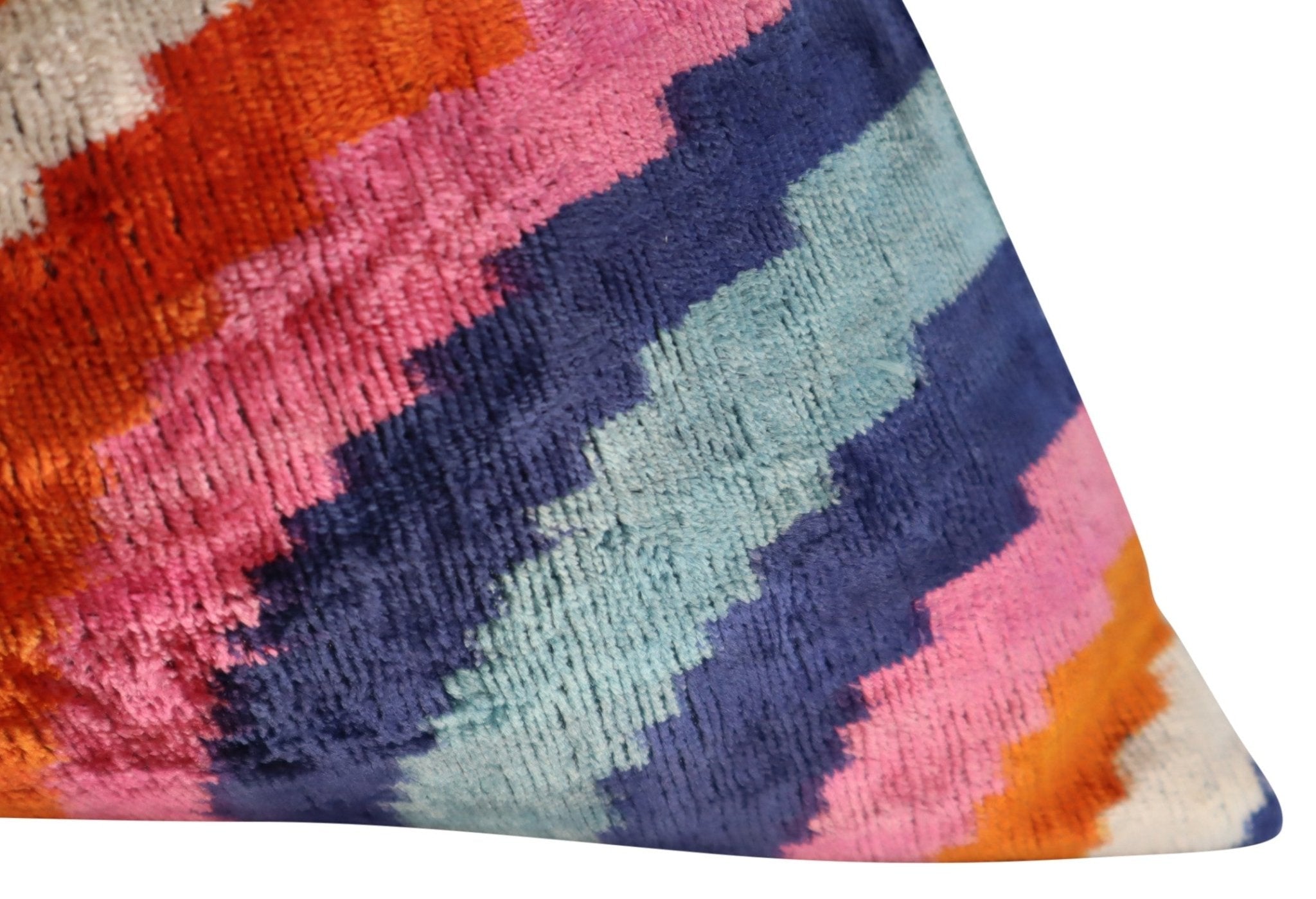 Canvello Multi Color Rainbow Handmade 16x24 Silk Velvet Pillow, Organic Veg Dyed, Down/Feather Filled