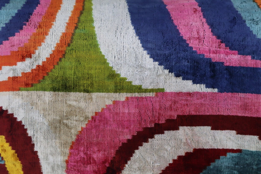 Canvello Multi Color Rainbow Handmade 16x24 Silk Velvet Pillow, Organic Veg Dyed, Down/Feather Filled