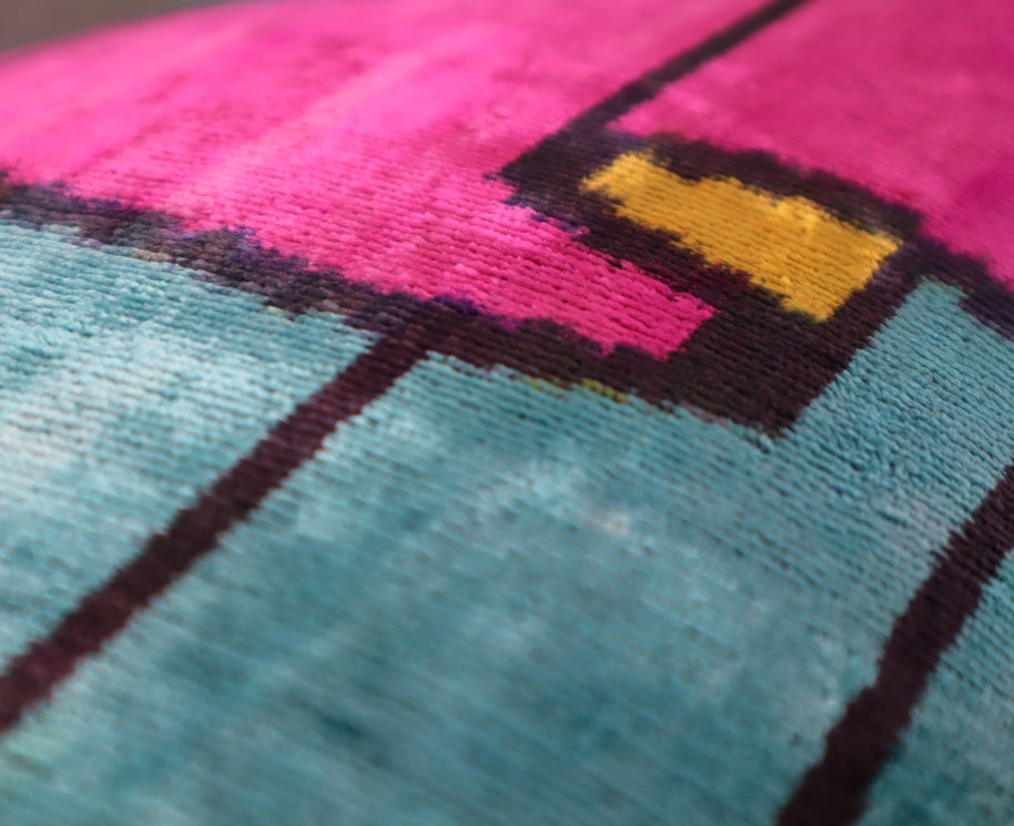 Canvello Multi Color Rainbow Handmade 16x24 Silk Velvet Pillow, Organic Veg Dyed, Down/Feather Filled