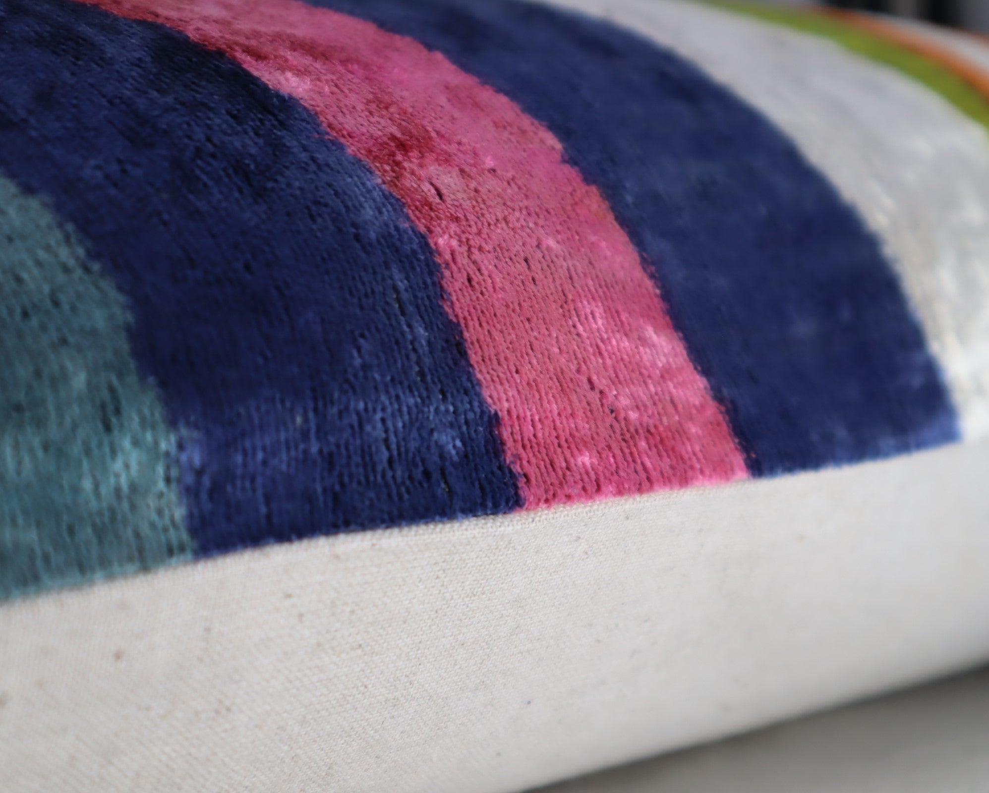 Canvello Multi Color Rainbow Handmade 16x24 Silk Velvet Pillow, Organic Veg Dyed, Down/Feather Filled