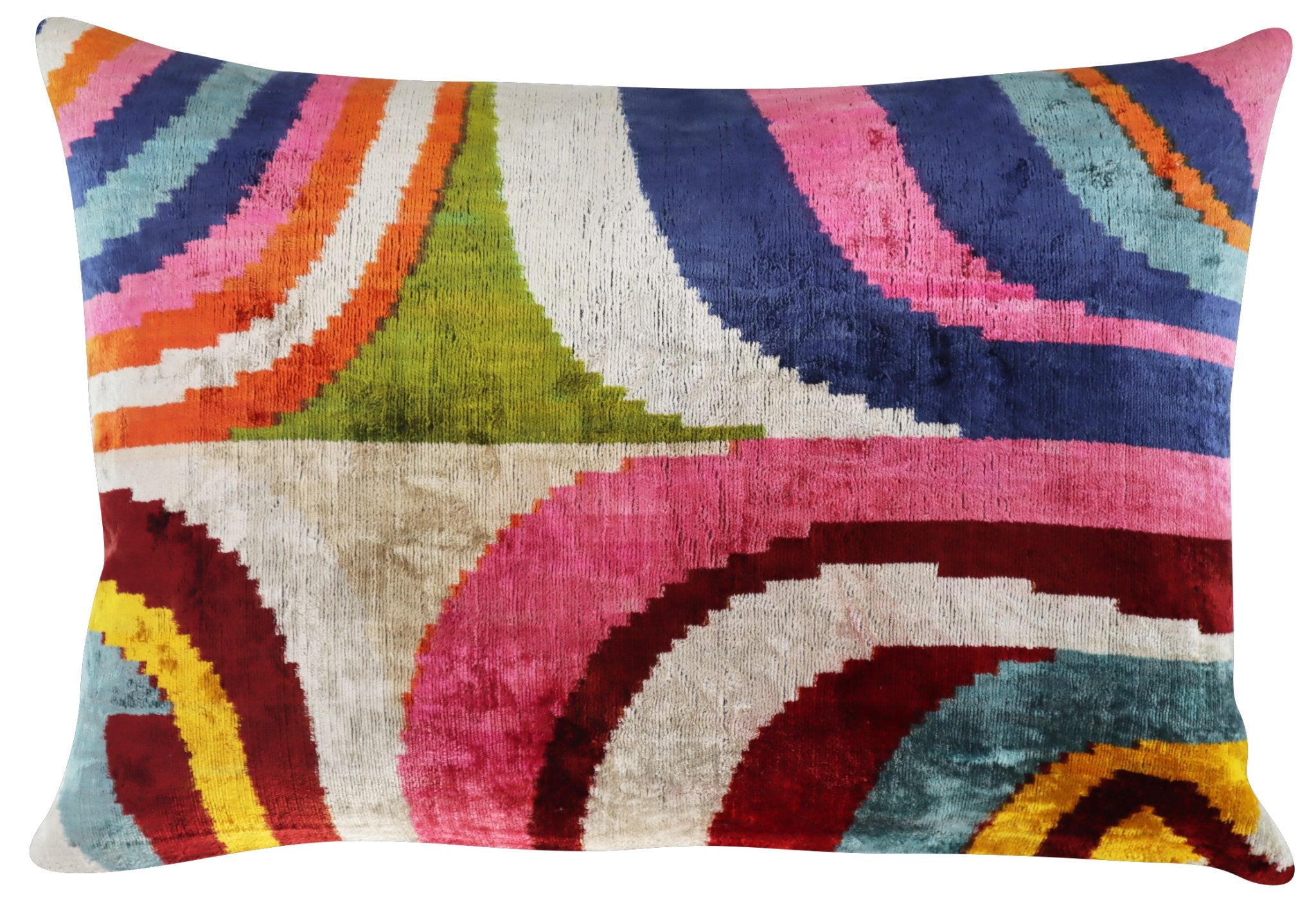 Canvello Multi Color Rainbow Handmade 16x24 Silk Velvet Pillow, Organic Veg Dyed, Down/Feather Filled