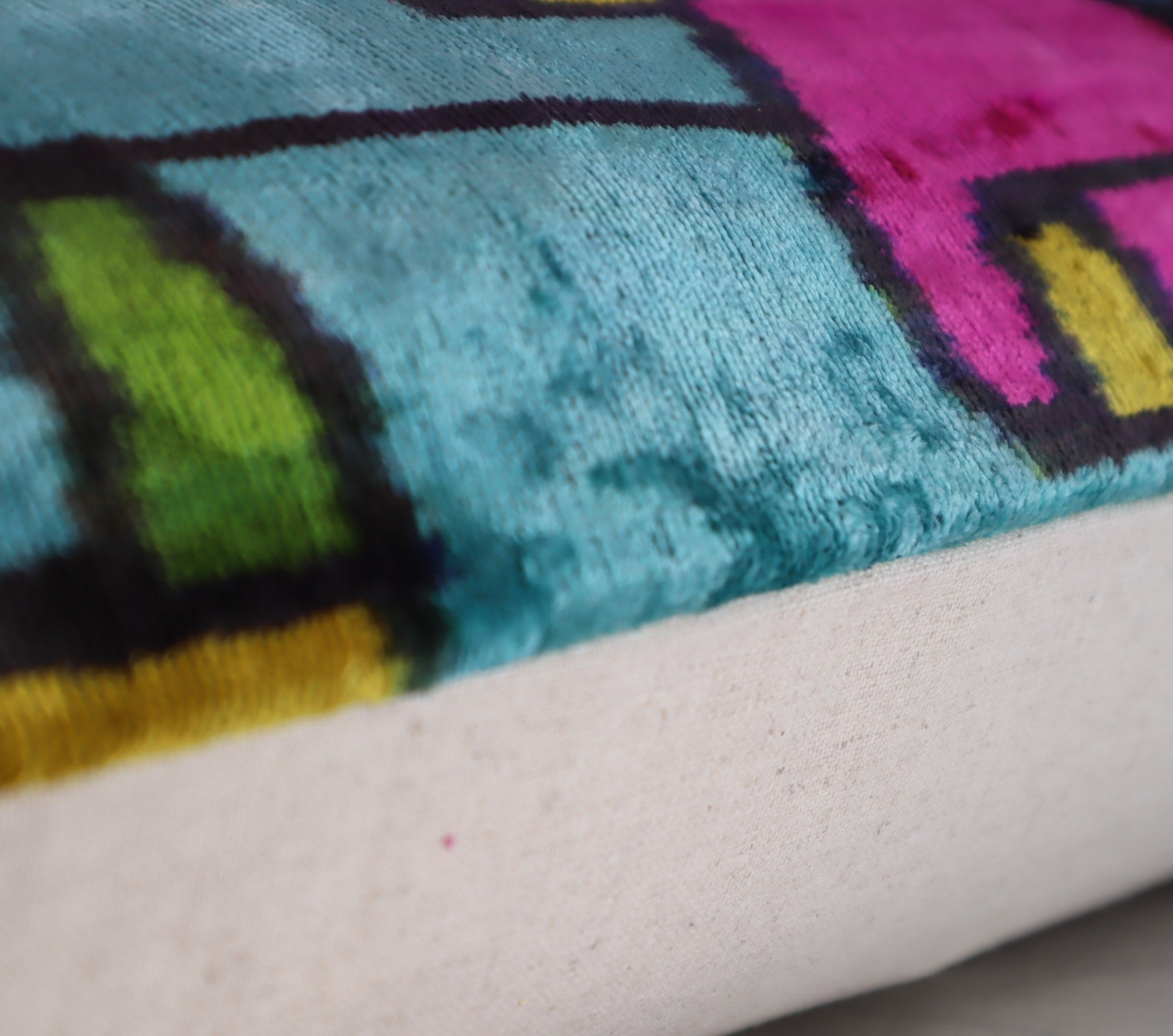 Canvello Multi Color Rainbow Handmade 16x24 Silk Velvet Pillow, Organic Veg Dyed, Down/Feather Filled