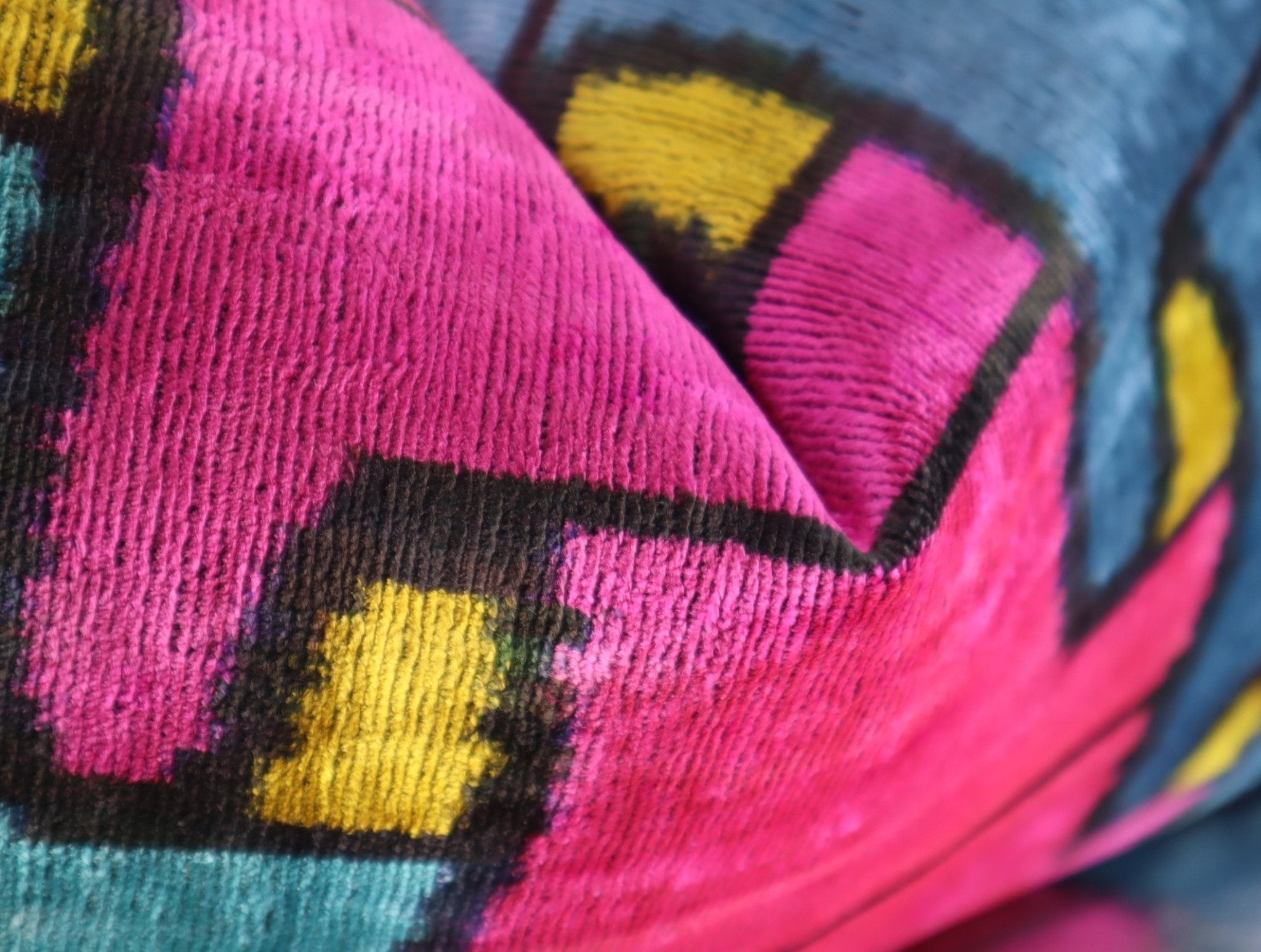 Canvello Multi Color Rainbow Handmade 16x24 Silk Velvet Pillow, Organic Veg Dyed, Down/Feather Filled