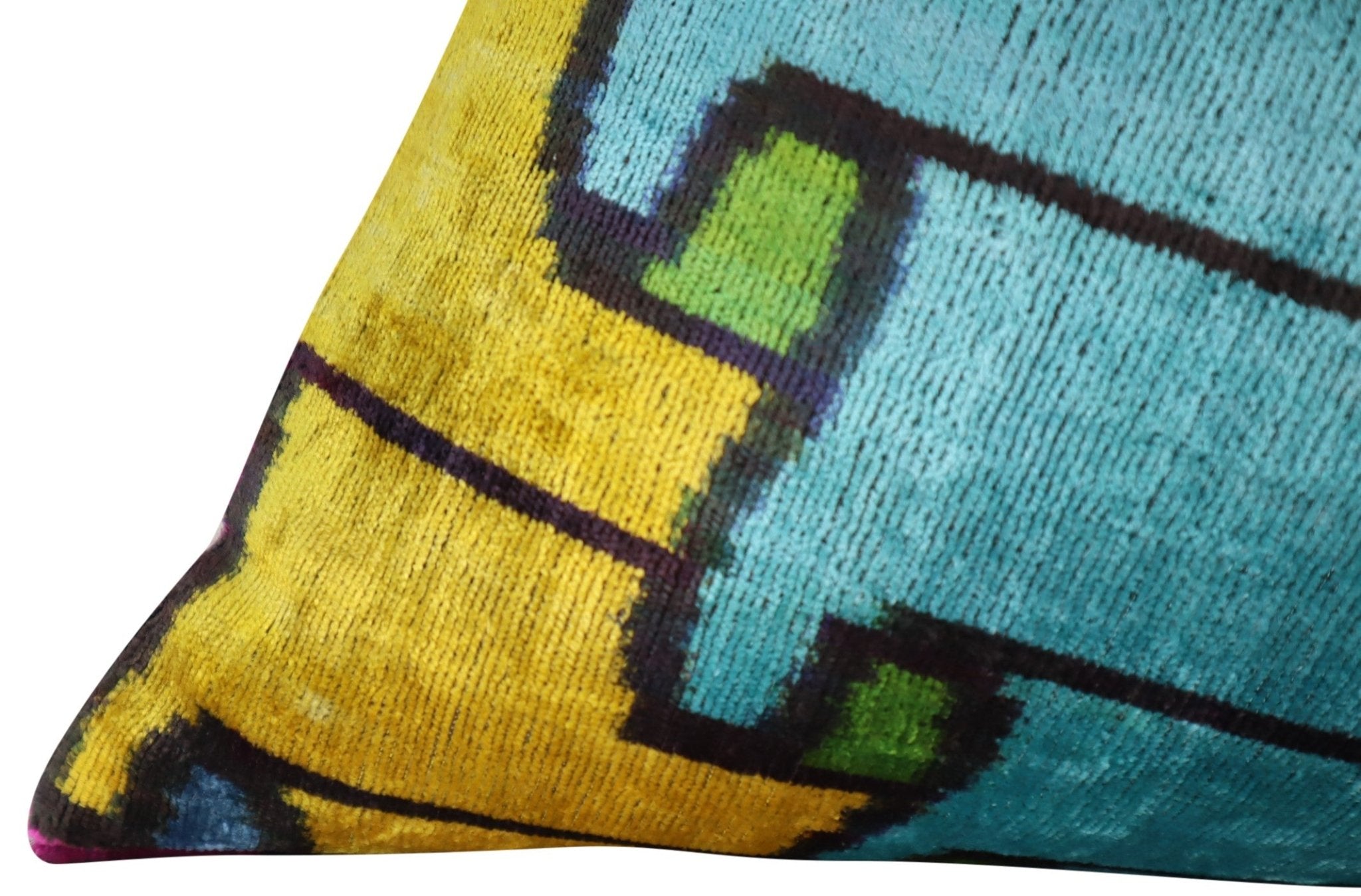 Canvello Multi Color Rainbow Handmade 16x24 Silk Velvet Pillow, Organic Veg Dyed, Down/Feather Filled
