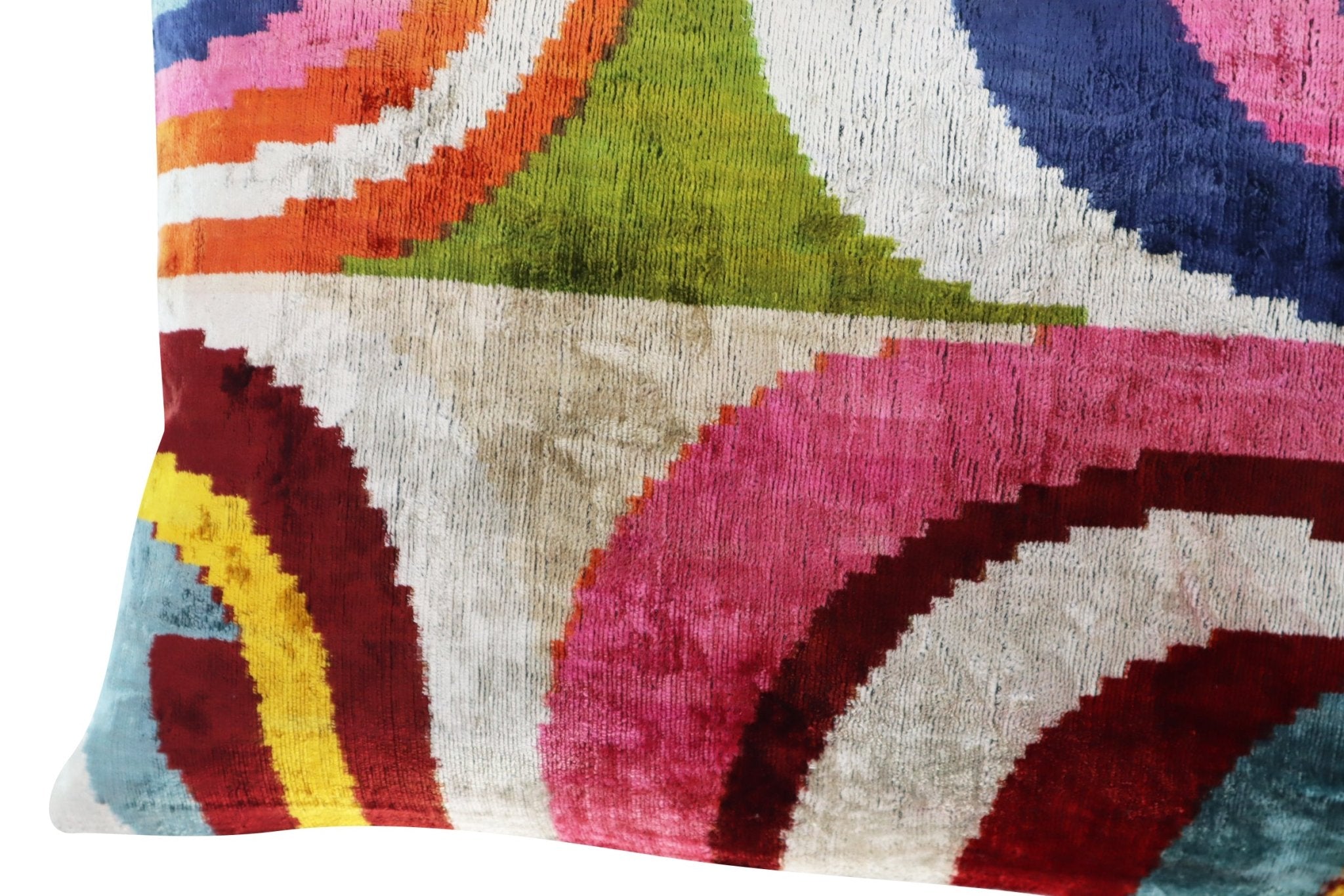 Canvello Multi Color Rainbow Handmade 16x24 Silk Velvet Pillow, Organic Veg Dyed, Down/Feather Filled
