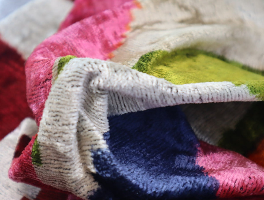 Canvello Multi Color Rainbow Handmade 16x24 Silk Velvet Pillow, Organic Veg Dyed, Down/Feather Filled