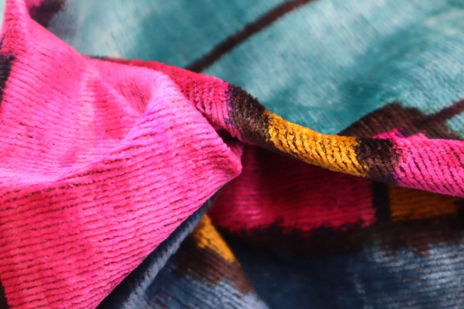 Canvello Multi Color Rainbow Handmade 16x24 Silk Velvet Pillow, Organic Veg Dyed, Down/Feather Filled
