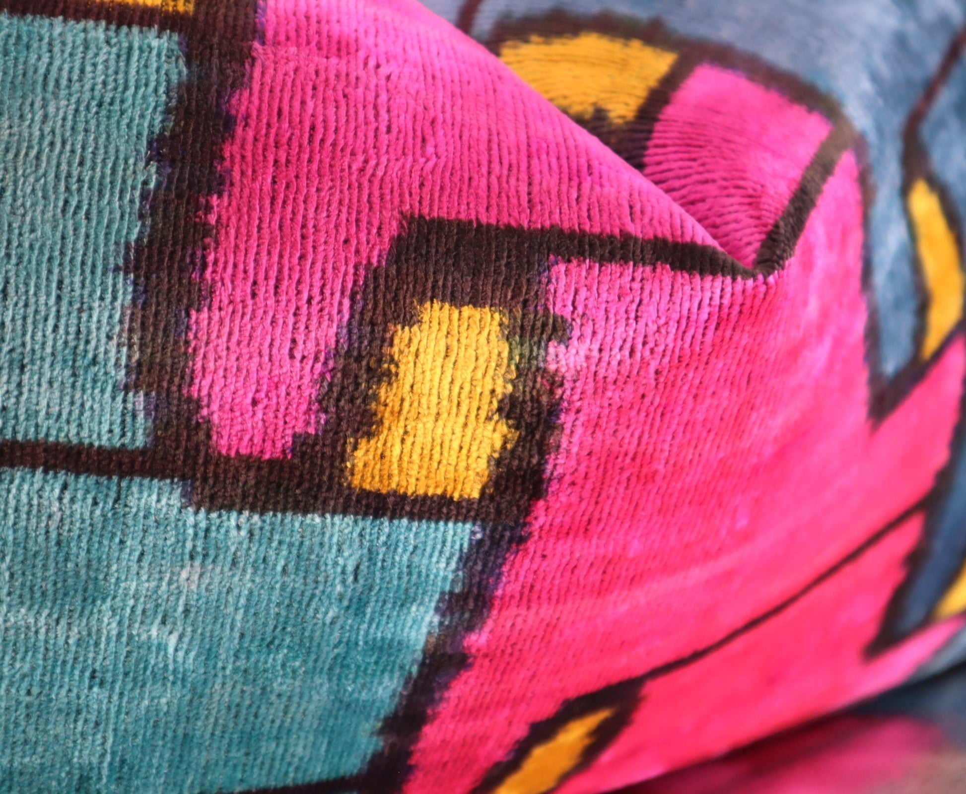 Canvello Multi Color Rainbow Handmade 16x24 Silk Velvet Pillow, Organic Veg Dyed, Down/Feather Filled