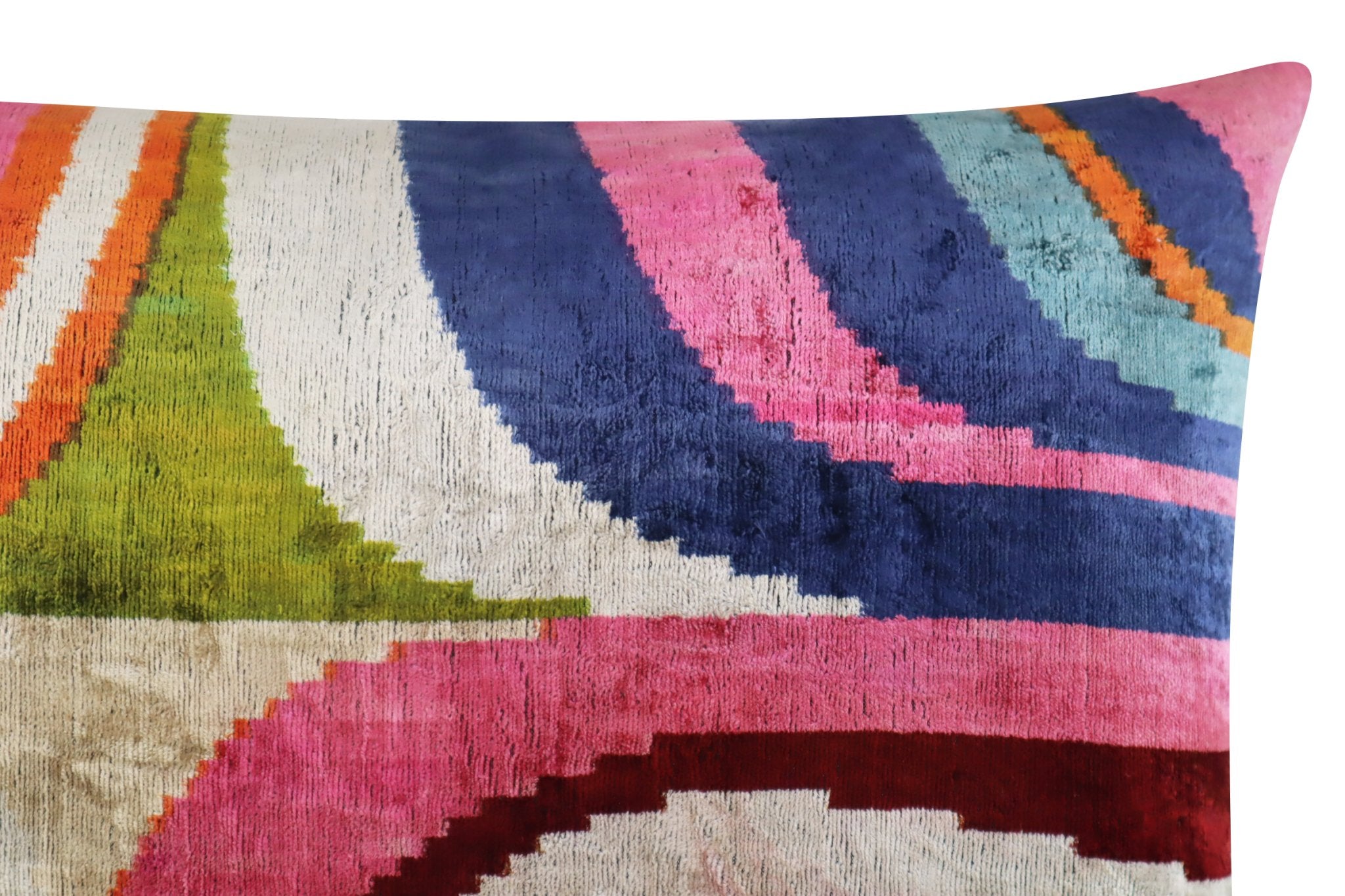 Canvello Multi Color Rainbow Handmade 16x24 Silk Velvet Pillow, Organic Veg Dyed, Down/Feather Filled