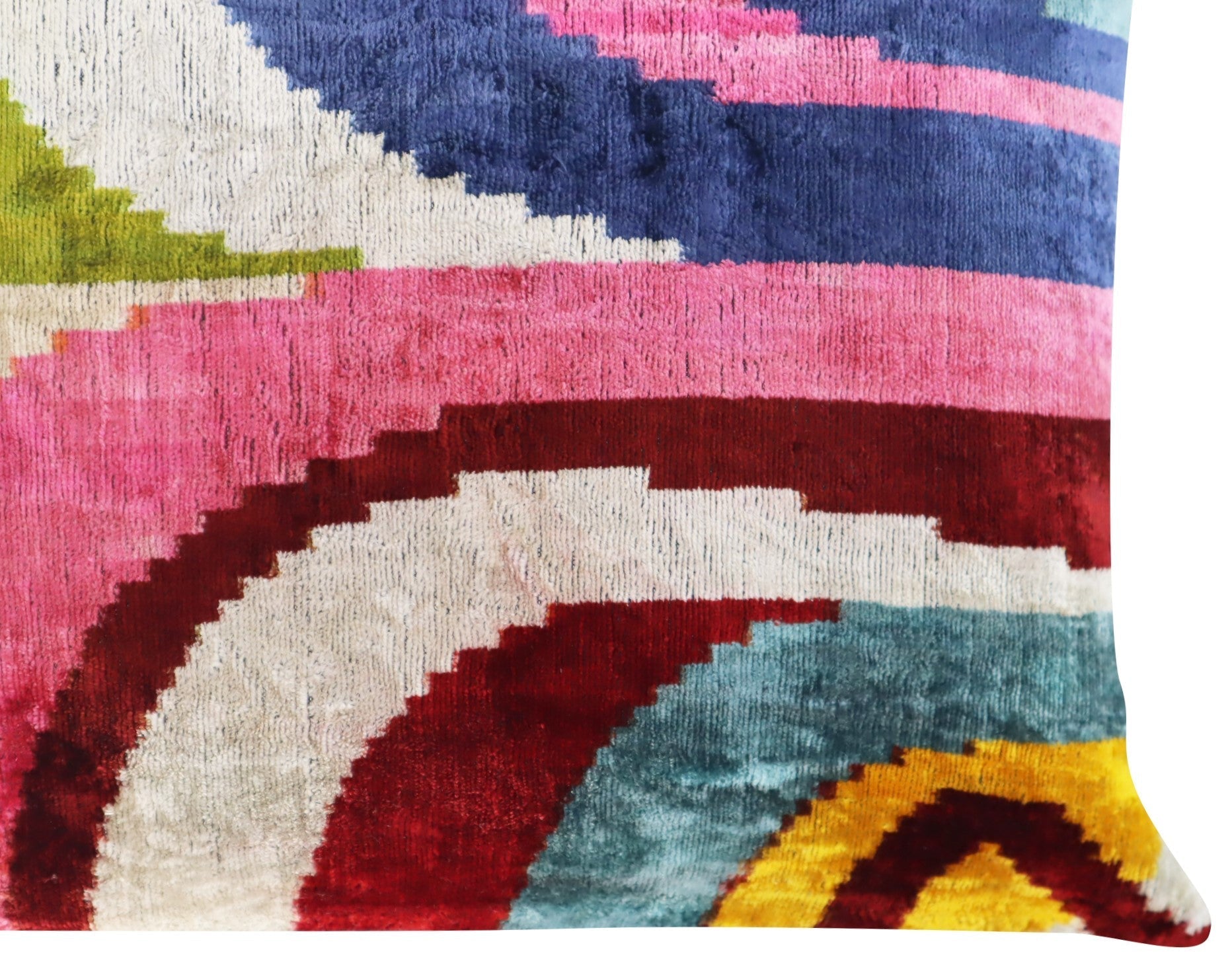 Canvello Multi Color Rainbow Handmade 16x24 Silk Velvet Pillow, Organic Veg Dyed, Down/Feather Filled