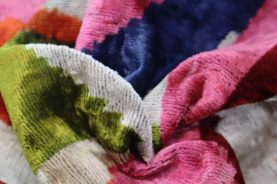 Canvello Multi Color Rainbow Handmade 16x24 Silk Velvet Pillow, Organic Veg Dyed, Down/Feather Filled