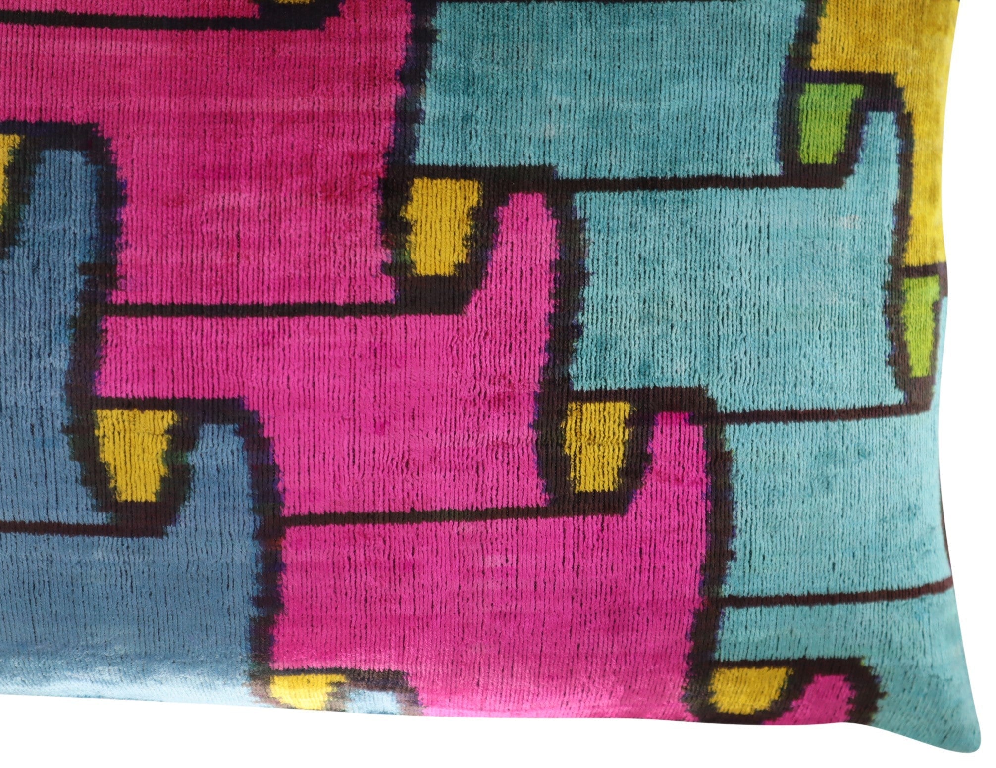 Canvello Multi Color Rainbow Handmade 16x24 Silk Velvet Pillow, Organic Veg Dyed, Down/Feather Filled