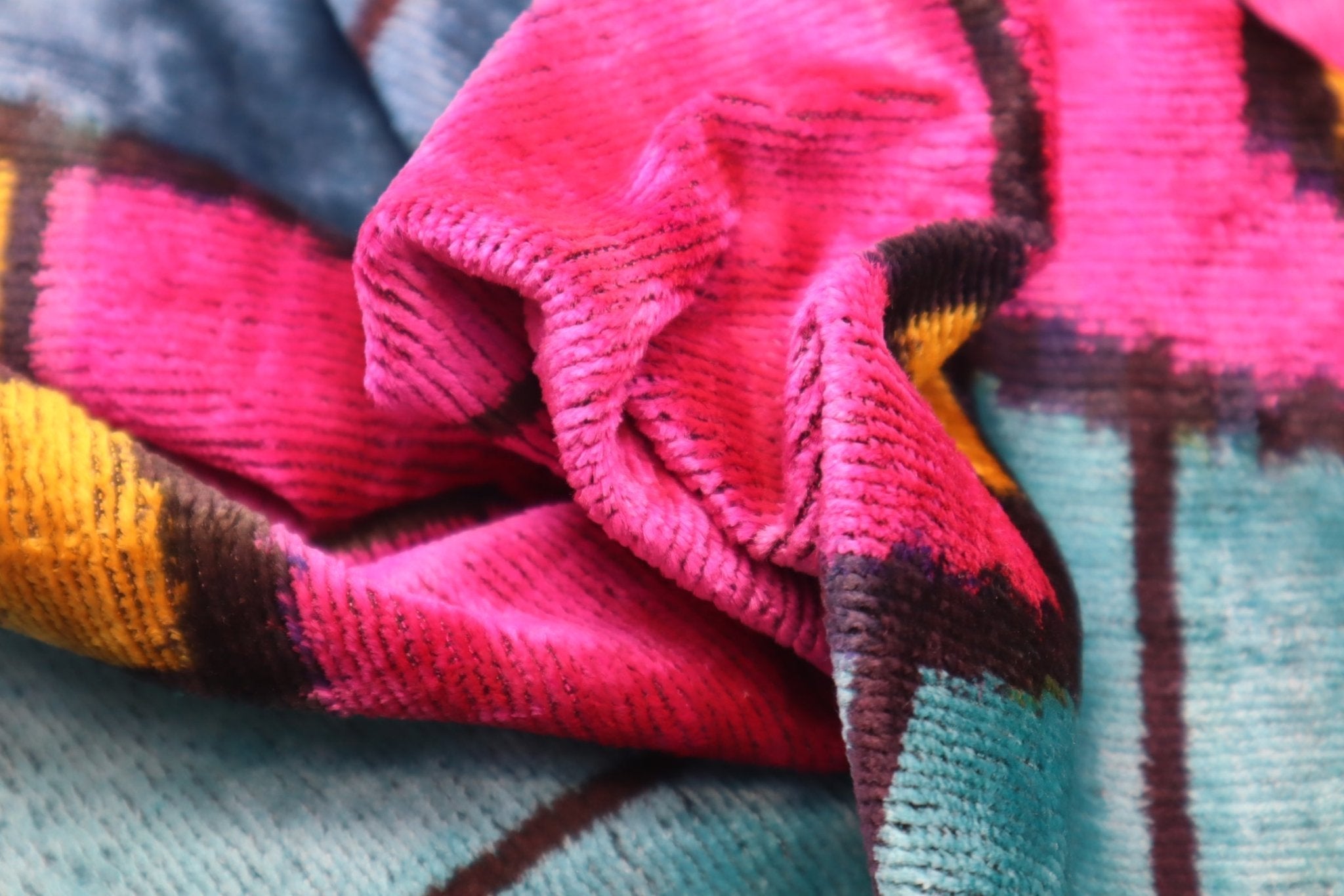 Canvello Multi Color Rainbow Handmade 16x24 Silk Velvet Pillow, Organic Veg Dyed, Down/Feather Filled