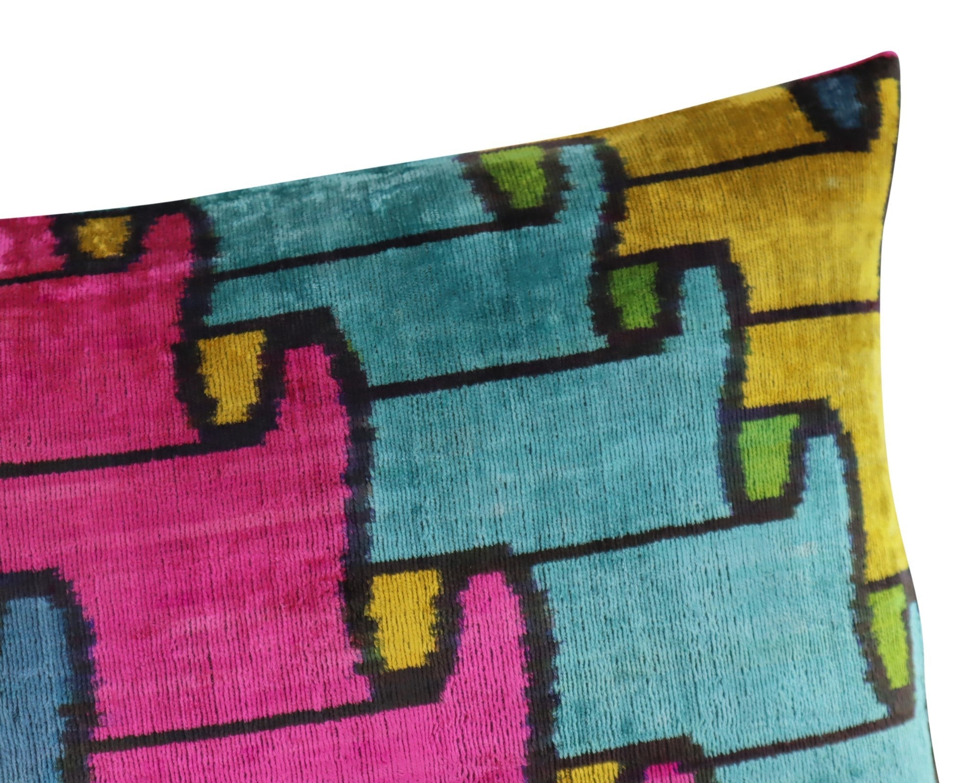 Canvello Multi Color Rainbow Handmade 16x24 Silk Velvet Pillow, Organic Veg Dyed, Down/Feather Filled