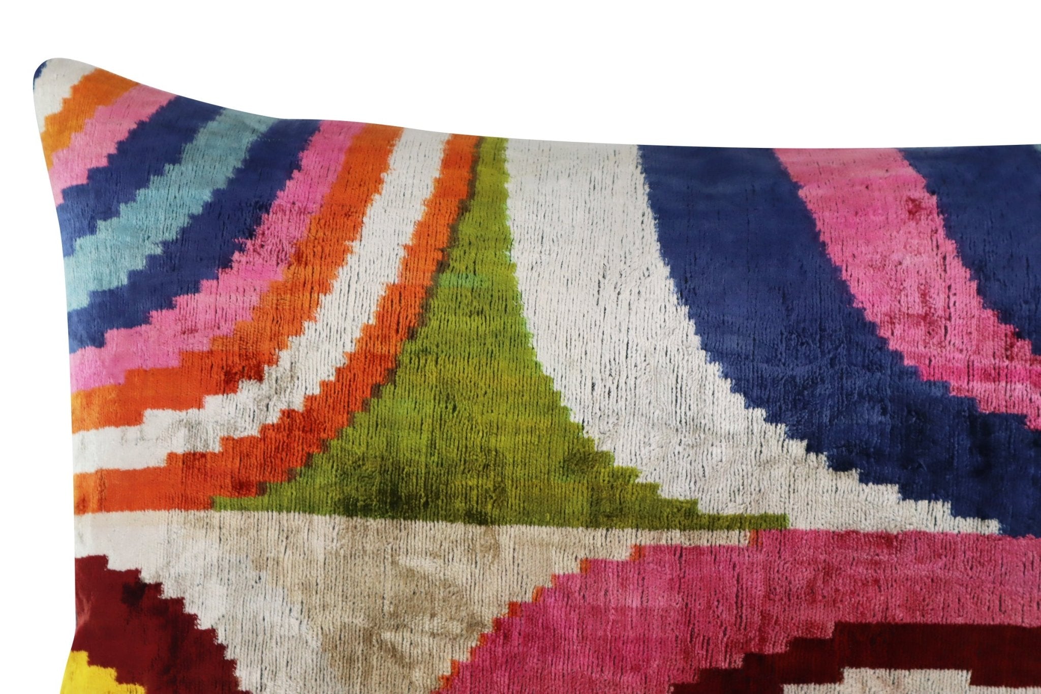Canvello Multi Color Rainbow Handmade 16x24 Silk Velvet Pillow, Organic Veg Dyed, Down/Feather Filled