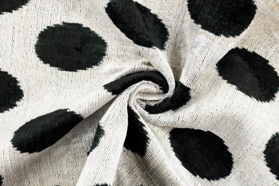 Canvello Organic Handmade Silk Velvet Pillow: 16x24 Inches With Premium Down Feather Insert - All-Natural Vegetable-Dyed Black White Polka Dot