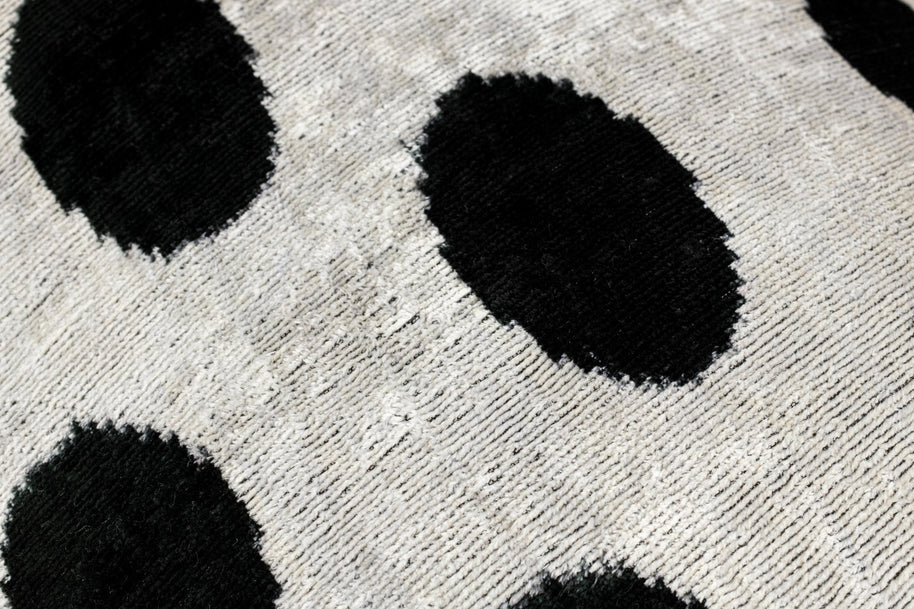 Canvello Organic Handmade Silk Velvet Pillow: 16x24 Inches With Premium Down Feather Insert - All-Natural Vegetable-Dyed Black White Polka Dot