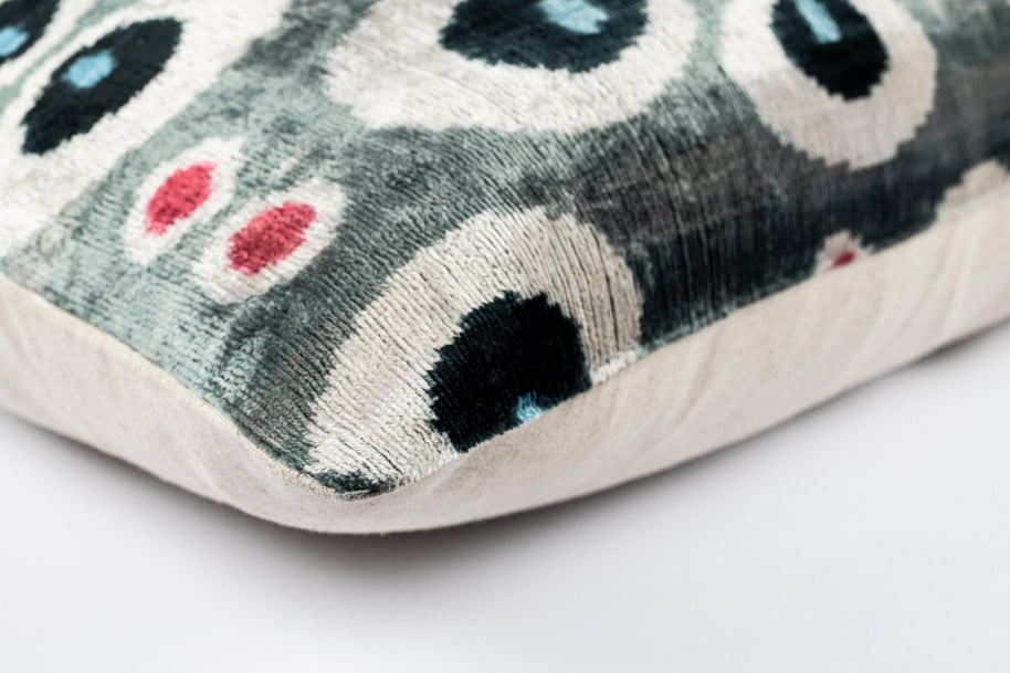 Canvello Organic Handmade Silk Velvet Pillow: 16x24 Inches With Premium Down Feather Insert - All-Natural Vegetable-Dyed Gray