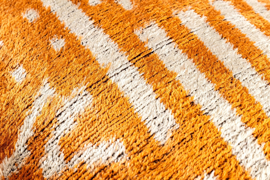Canvello Organic Handmade Silk Velvet Pillow: 16x24 Inches With Premium Down Feather Insert - Luxury Copper Orange Geometric Floral Pattern