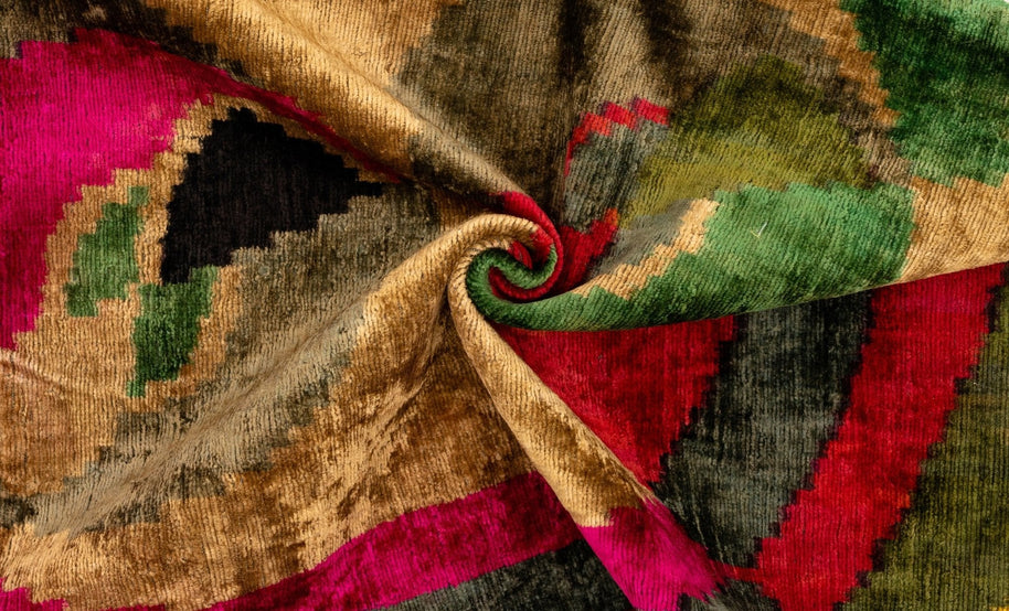 Canvello Organic Handmade Silk Velvet Pillow: 16x24 Inches With Premium Down Feather Insert - Luxury Gold Green Pink
