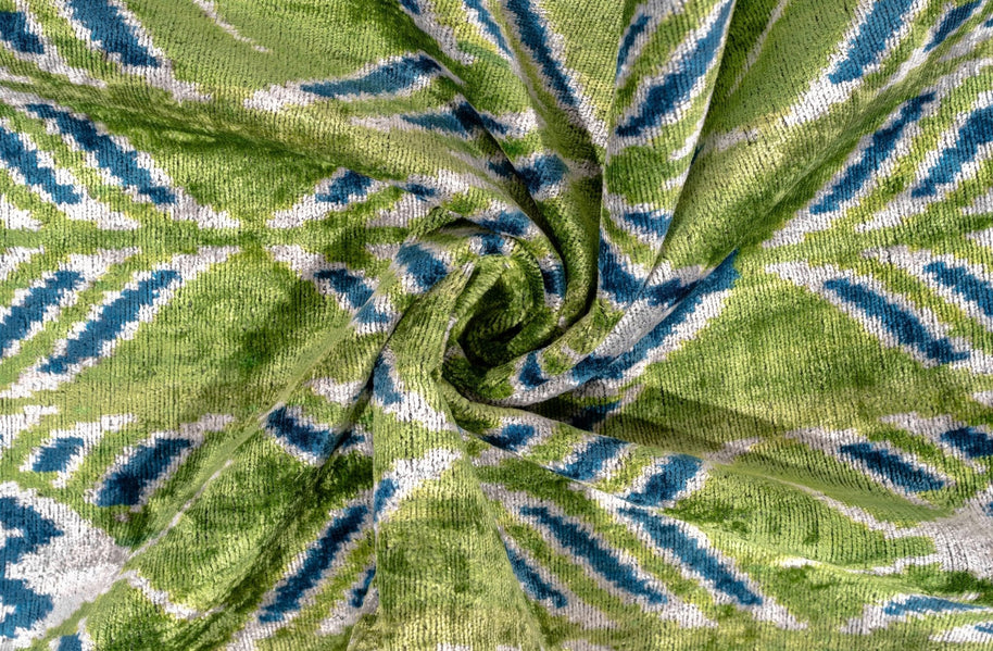 Canvello Organic Handmade Silk Velvet Pillow: 16x24 Inches With Premium Down Feather Insert - Luxury Green Blue