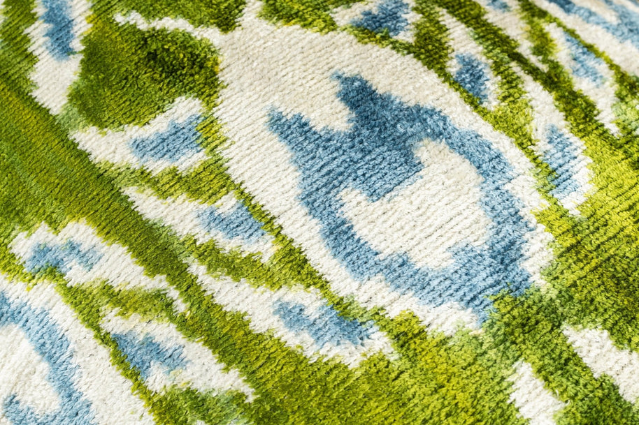 Canvello Organic Handmade Silk Velvet Pillow: 16x24 Inches With Premium Down Feather Insert - Luxury Green Geometric Floral Pattern