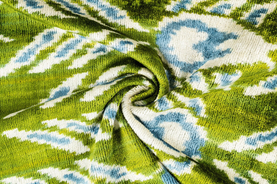 Canvello Organic Handmade Silk Velvet Pillow: 16x24 Inches With Premium Down Feather Insert - Luxury Green Geometric Floral Pattern