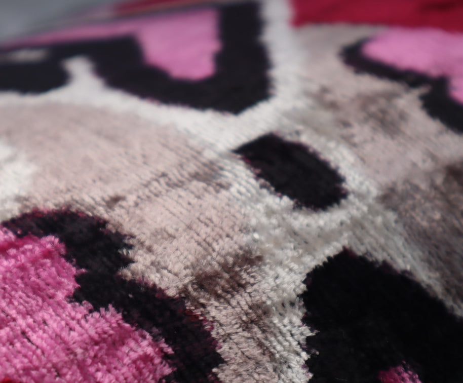 Canvello Pink Gray Handmade 16x24 Silk Velvet Pillow, Organic Veg Dyed, Down/Feather Filled
