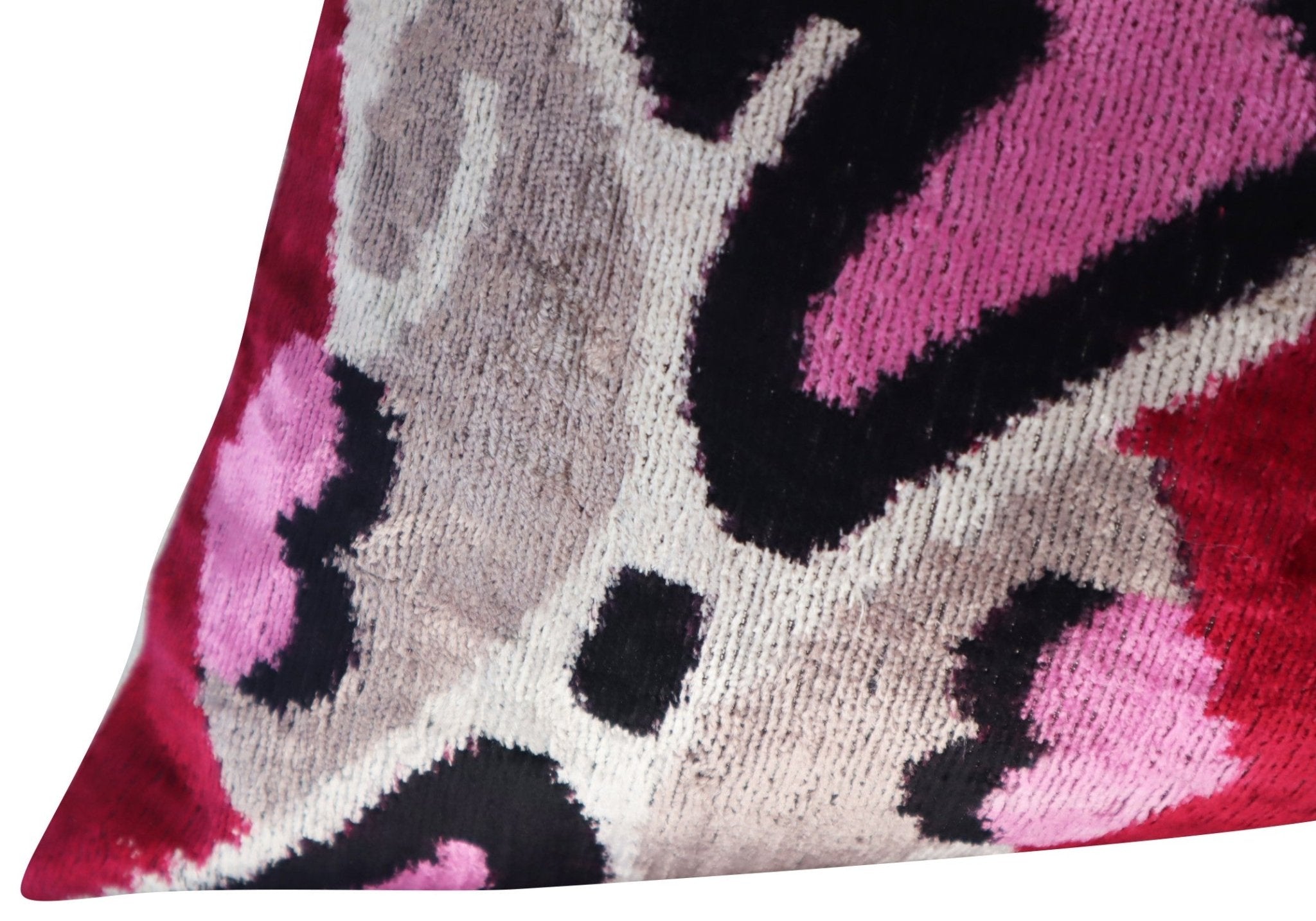 Canvello Pink Gray Handmade 16x24 Silk Velvet Pillow, Organic Veg Dyed, Down/Feather Filled