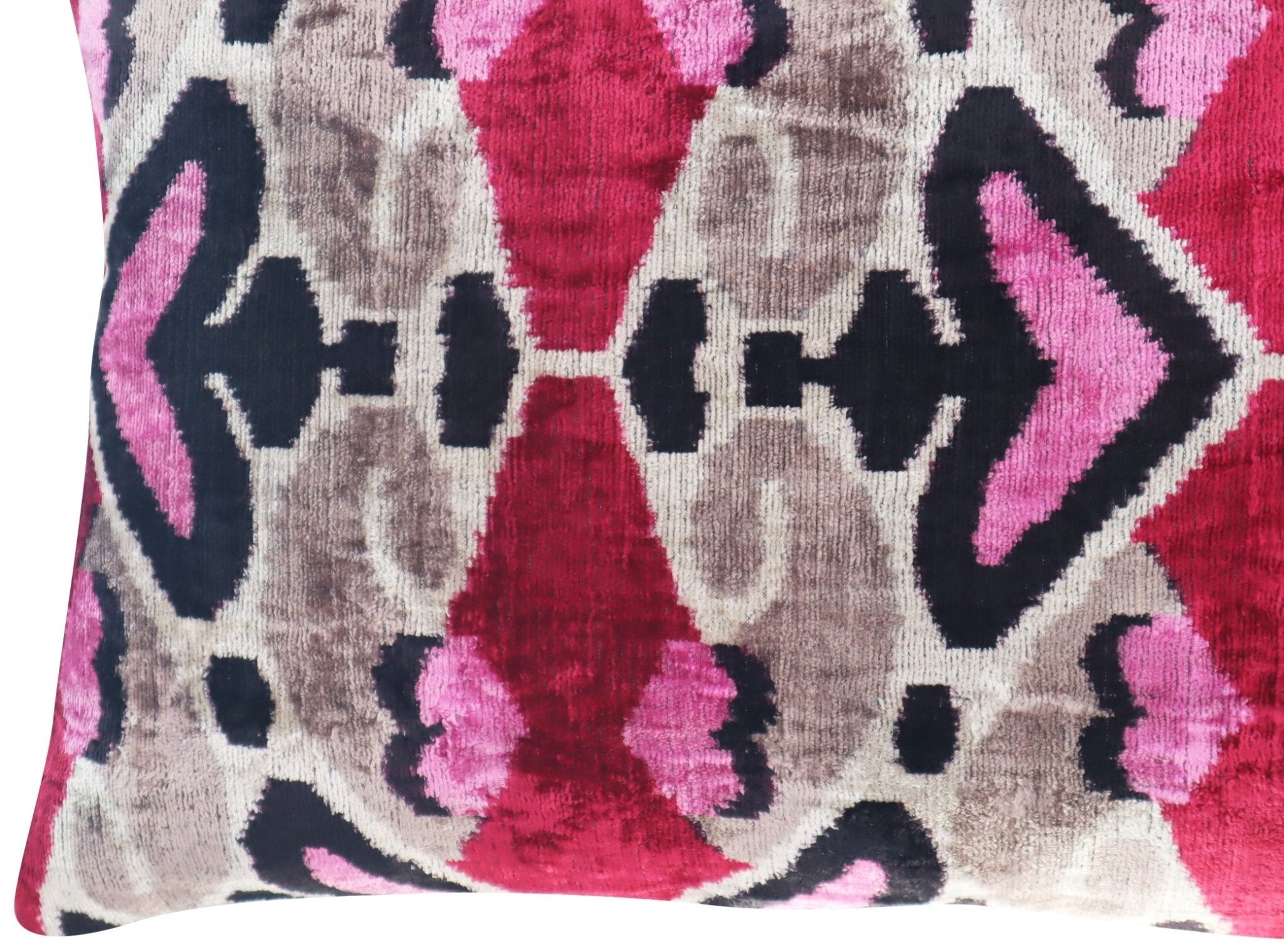 Canvello Pink Gray Handmade 16x24 Silk Velvet Pillow, Organic Veg Dyed, Down/Feather Filled
