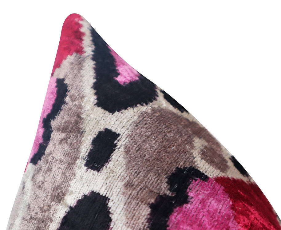 Canvello Pink Gray Handmade 16x24 Silk Velvet Pillow, Organic Veg Dyed, Down/Feather Filled
